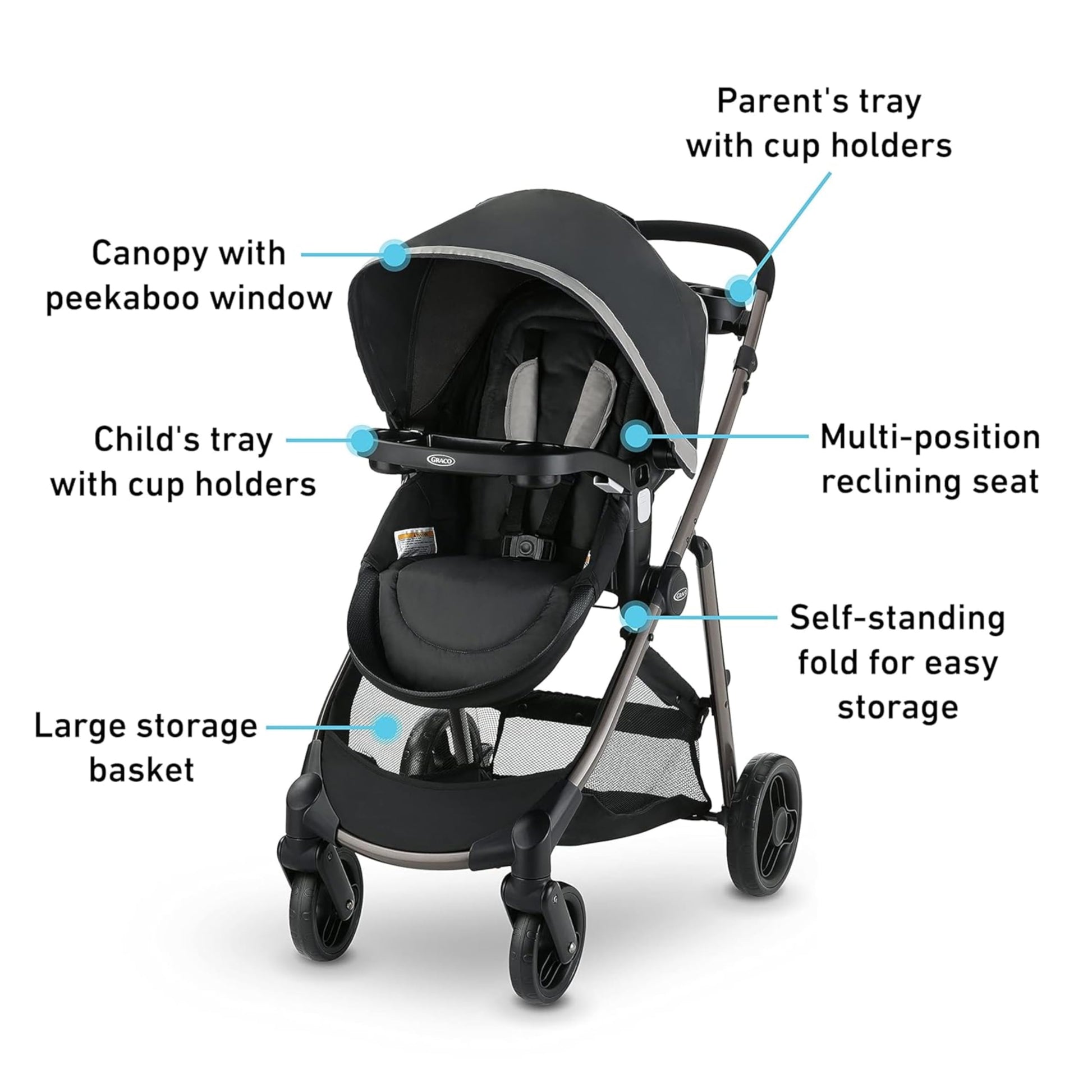 My Store Graco Modes Element Canter travel system with stroller and car seat, lightweight frame and versatile design.