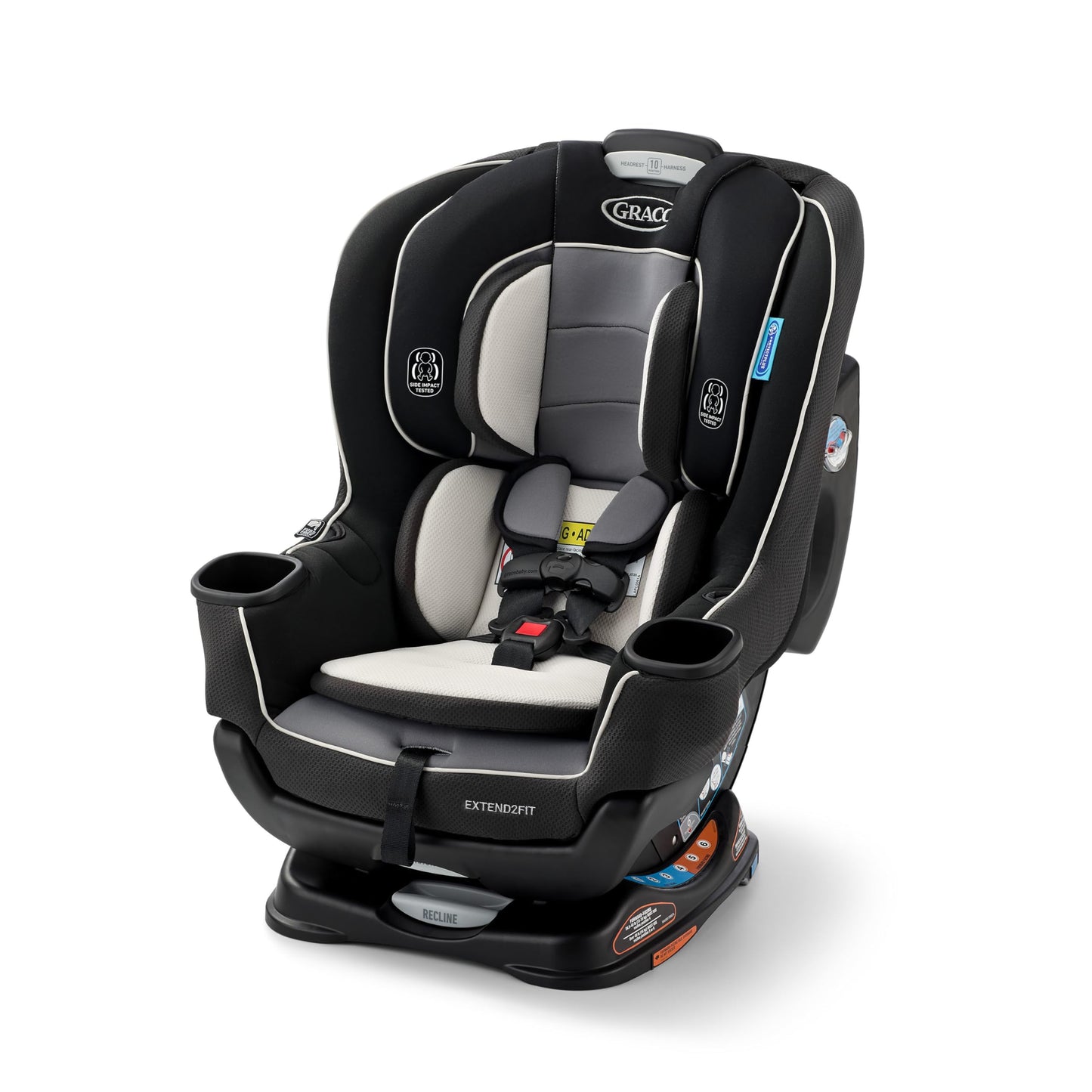 Graco Extend2Fit convertible baby car seat in Gotham with adjustable extension panel for extra legroom, rear and forward facing setup