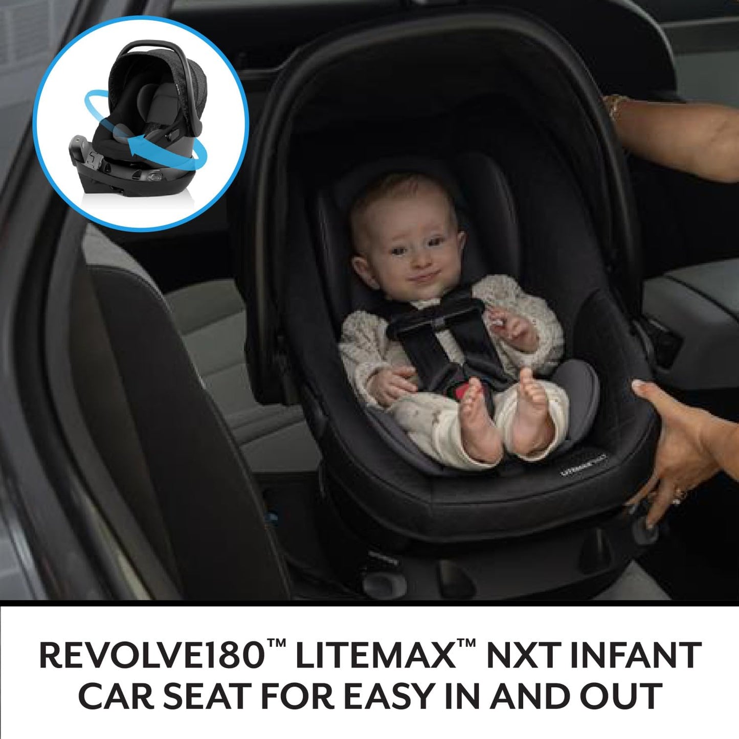 Evenflo Shyft Intuiti travel system with Revolve180 LiteMax NXT infant car seat in Fossil Gray, lightweight and rear-facing for preemies and infants.