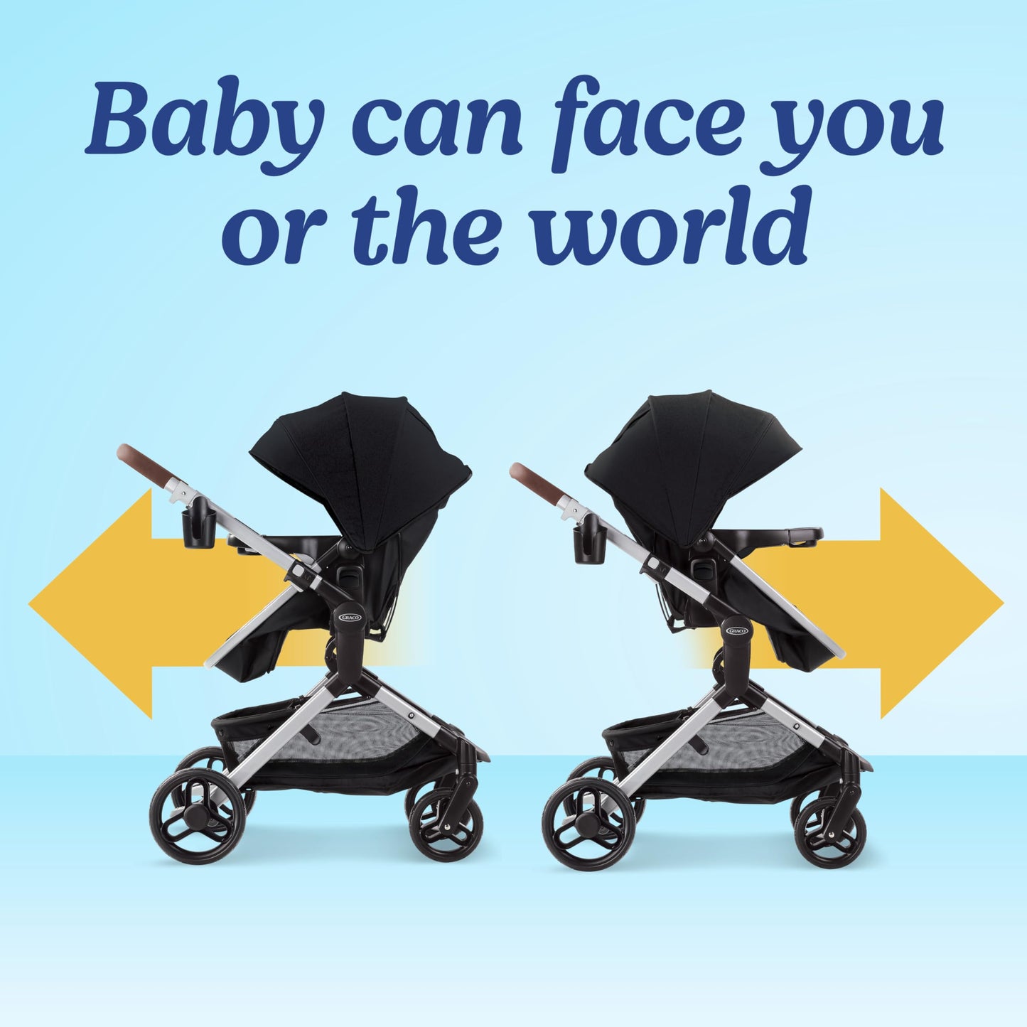 Graco Modes Nest 3-in-1 travel system with SnugRide Turn & Slide car seat and stroller, featuring a rotating rear-facing infant car seat.