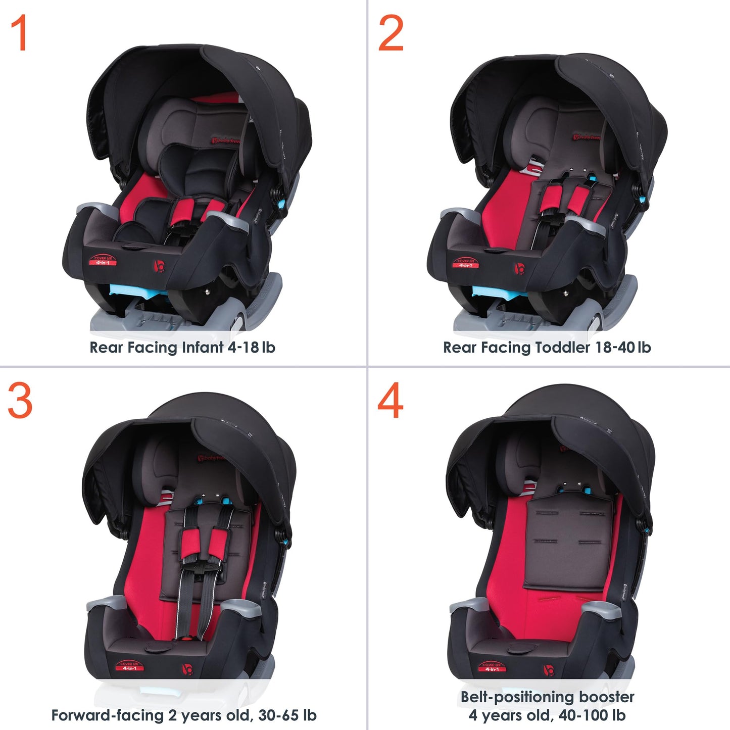 Baby Trend Cover Me 4 In 1 Convertible Car Seat Built In Canopy