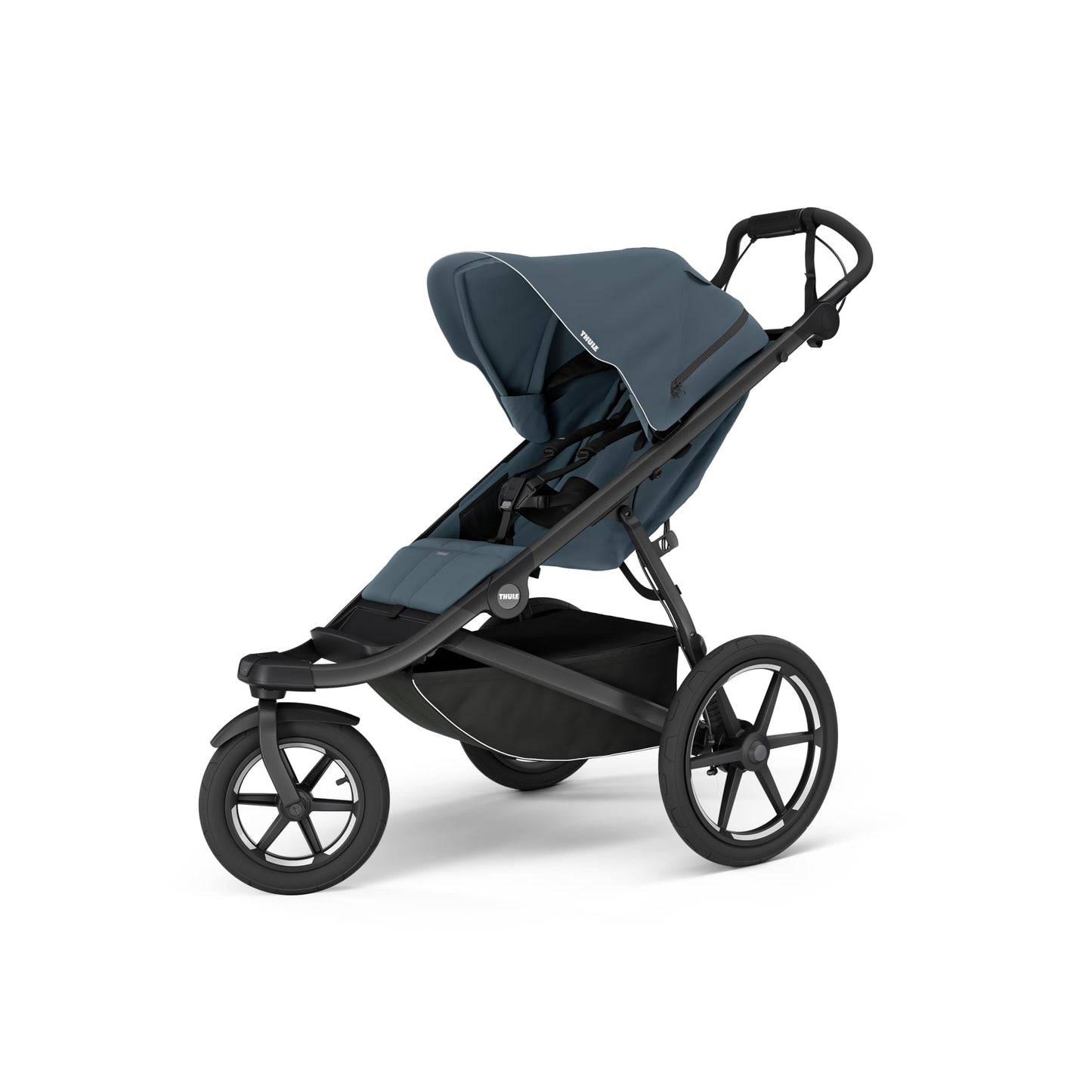 Thule Urban Glide 3 single child stroller with full suspension, air-filled tires, adjustable recline, upright seat, and built-in legrest