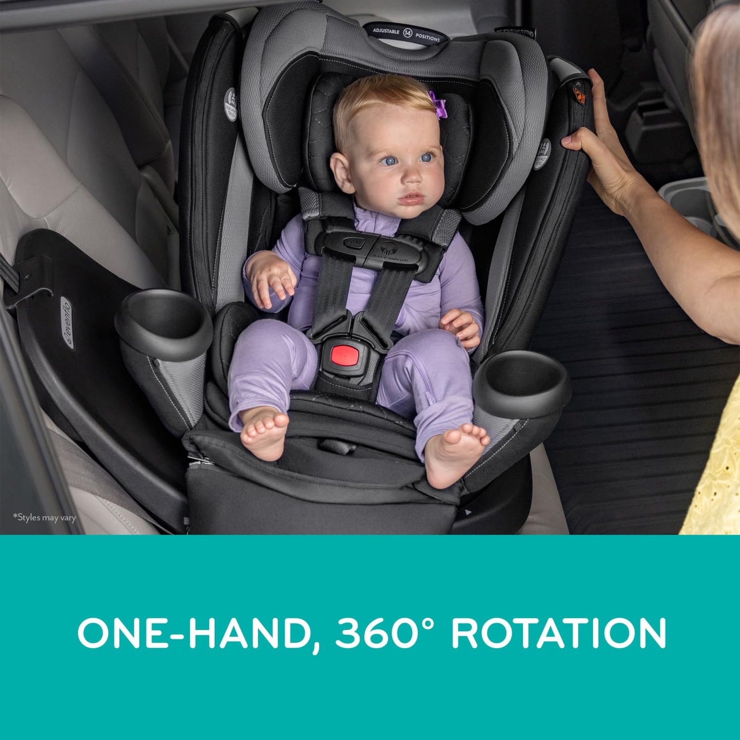 Evenflo Revolve360 Extend Rotational All In One Convertible Car Seat with 360 Degree Rotation and Extended Rear Facing