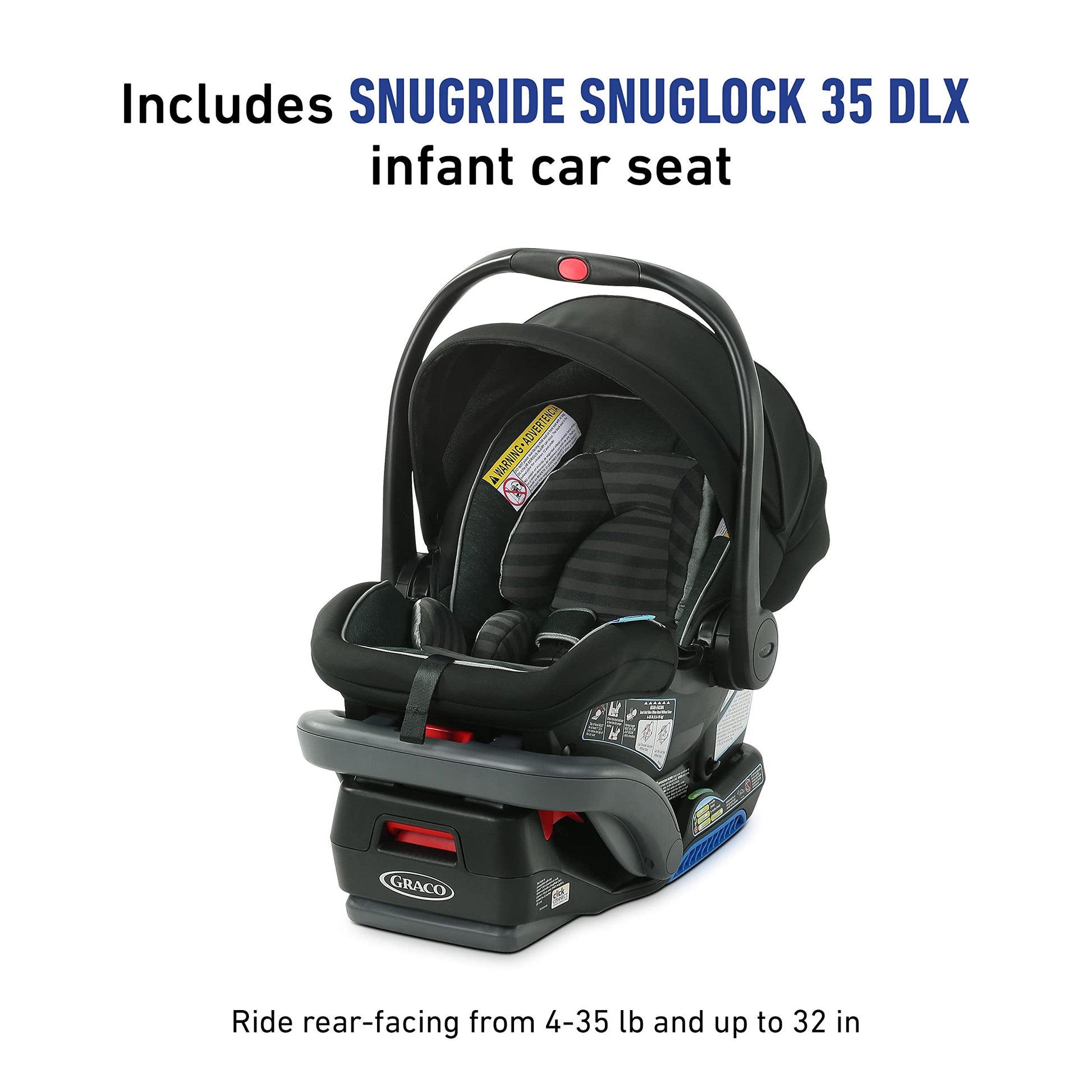 Graco Modes Nest travel system with SnugRide DLX infant car seat and toddler stroller, featuring adjustable slide-to-me carrier.