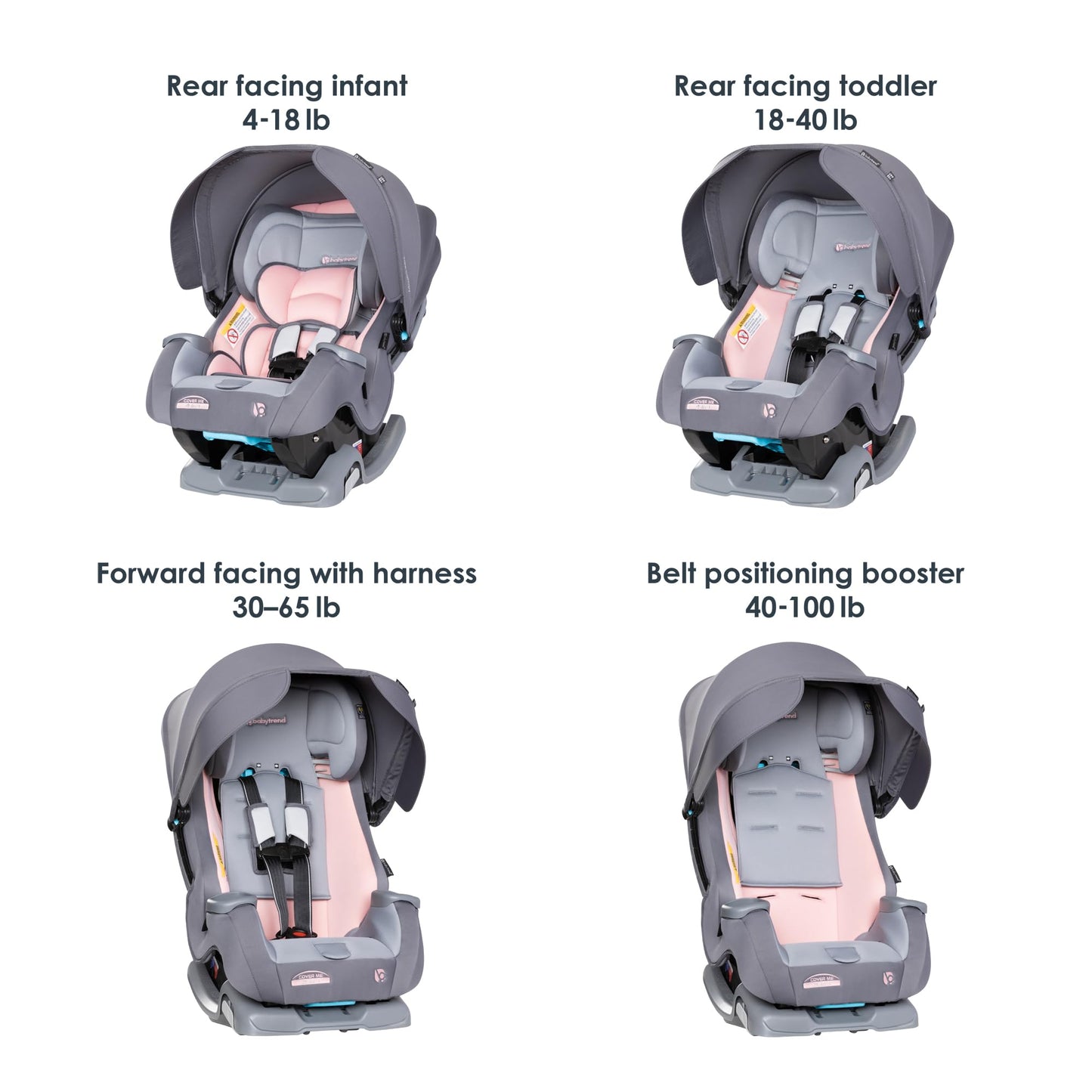 Baby Trend Cover Me 4 In 1 Convertible Car Seat Built In Canopy
