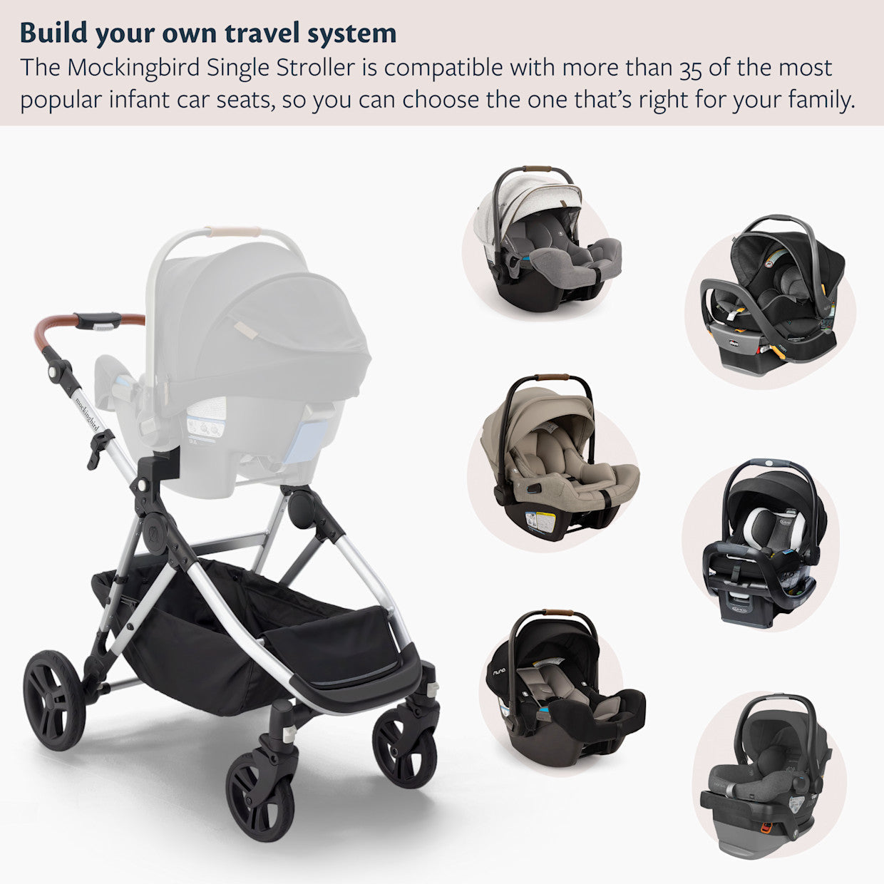 Mockingbird Single Stroller 3.0 - Premium Lie Flat Bassinet And Car Seat Adapter Compatibility
