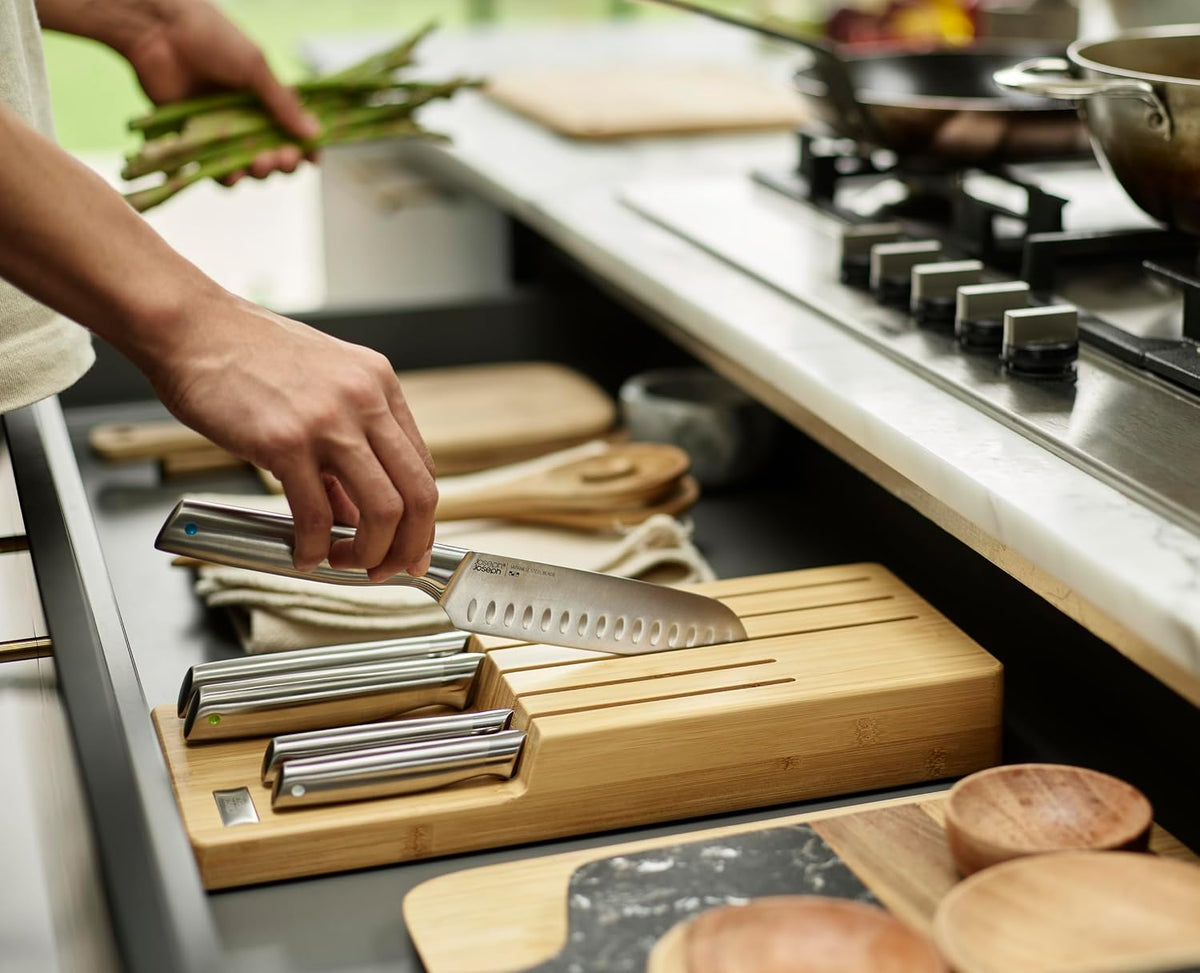 Joseph Joseph Elevate Kitchen Knives 5-piece Japanesse Stainless Steel Knife Set with, in Drawer Bamboo Block Organiser Tray — image 3