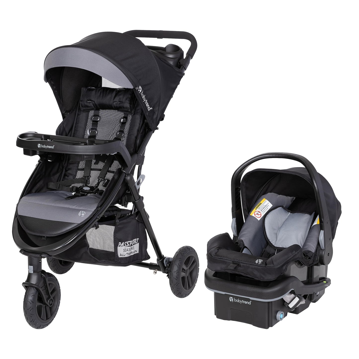 Baby Trend Passport Cargo Stroller travel system with pink bamboo fabric and EZ-Lift Plus infant car seat, lightweight and versatile.