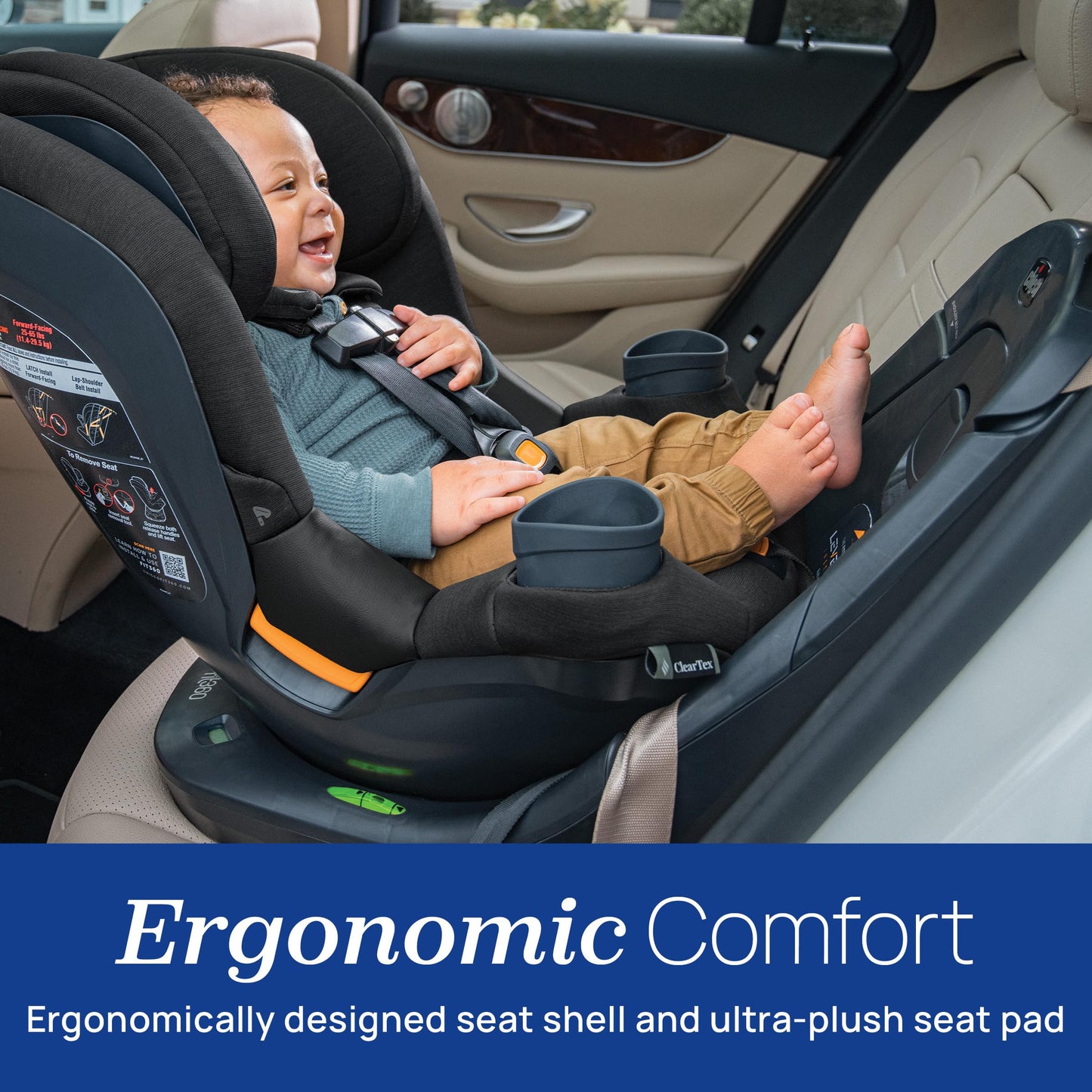 Chicco Fit360 ClearTex Rotating Convertible Car Seat With 360 Degree Rotation And Lever Lock System Obsidian Black