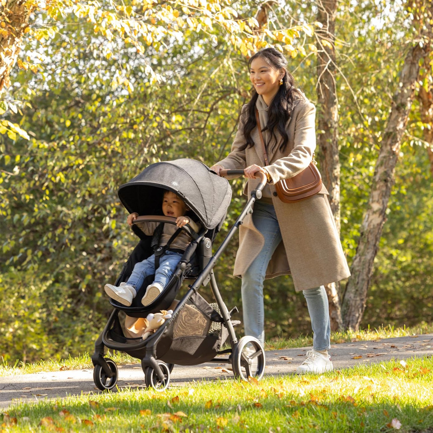 Evenflo Shyft Intuiti travel system with Revolve180 LiteMax NXT infant car seat in Fossil Gray, lightweight and suitable for preemies and infants