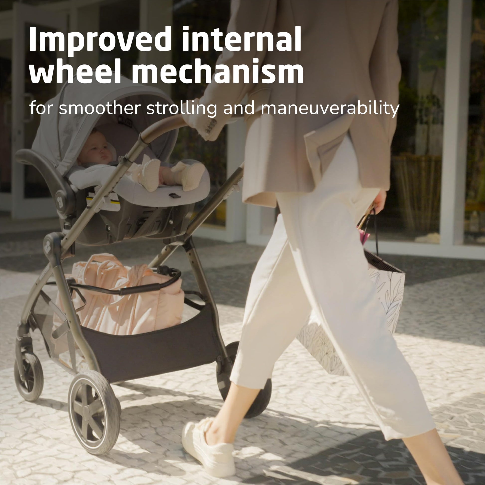 Maxi-Cosi Zelia Luxe 5-in-1 modular travel system with stroller and car seat, designed for convenience and comfort.