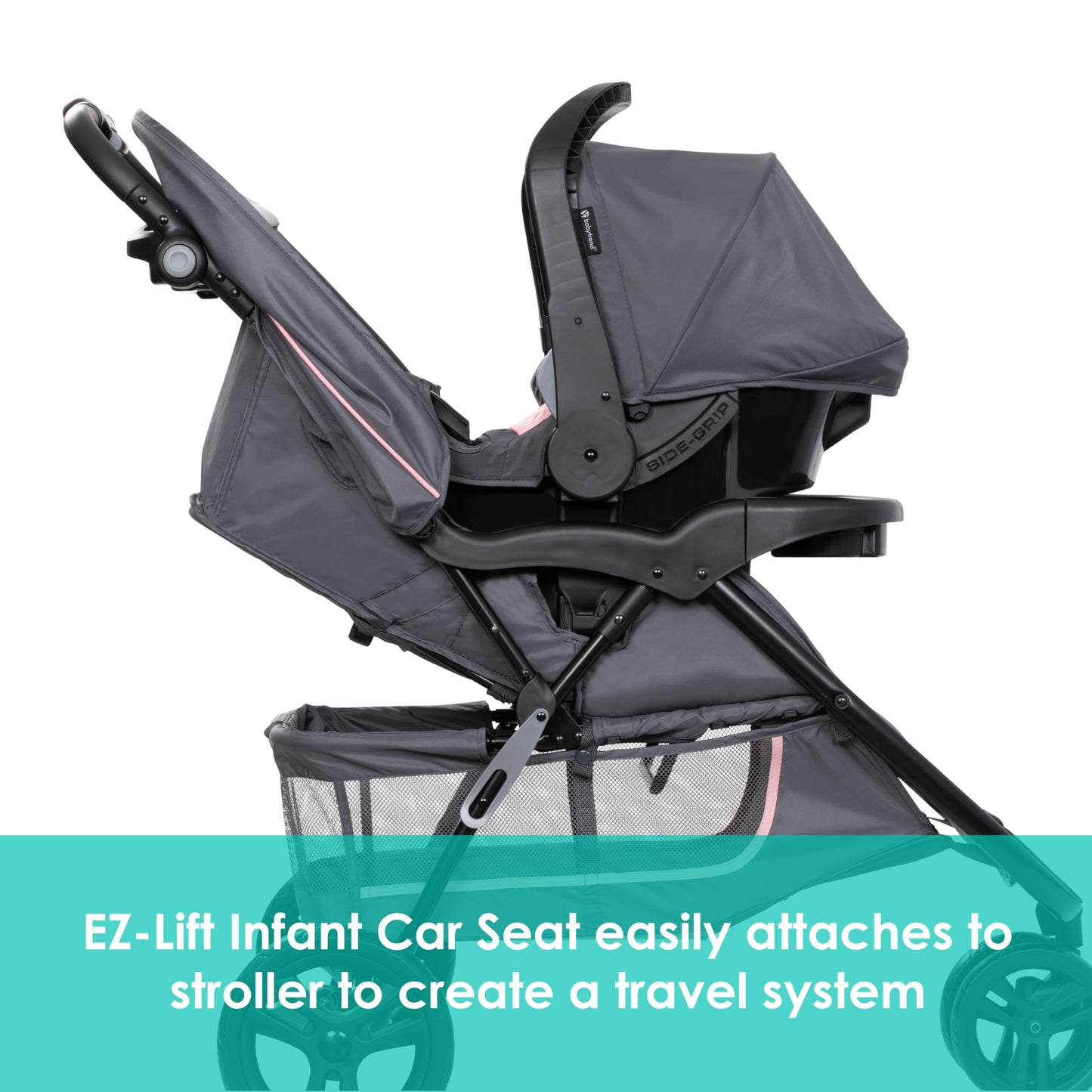 Baby Trend EZ Ride Travel System With EZ Lift Infant Car Seat Dash Pink One Hand Fold All Terrain Wheels