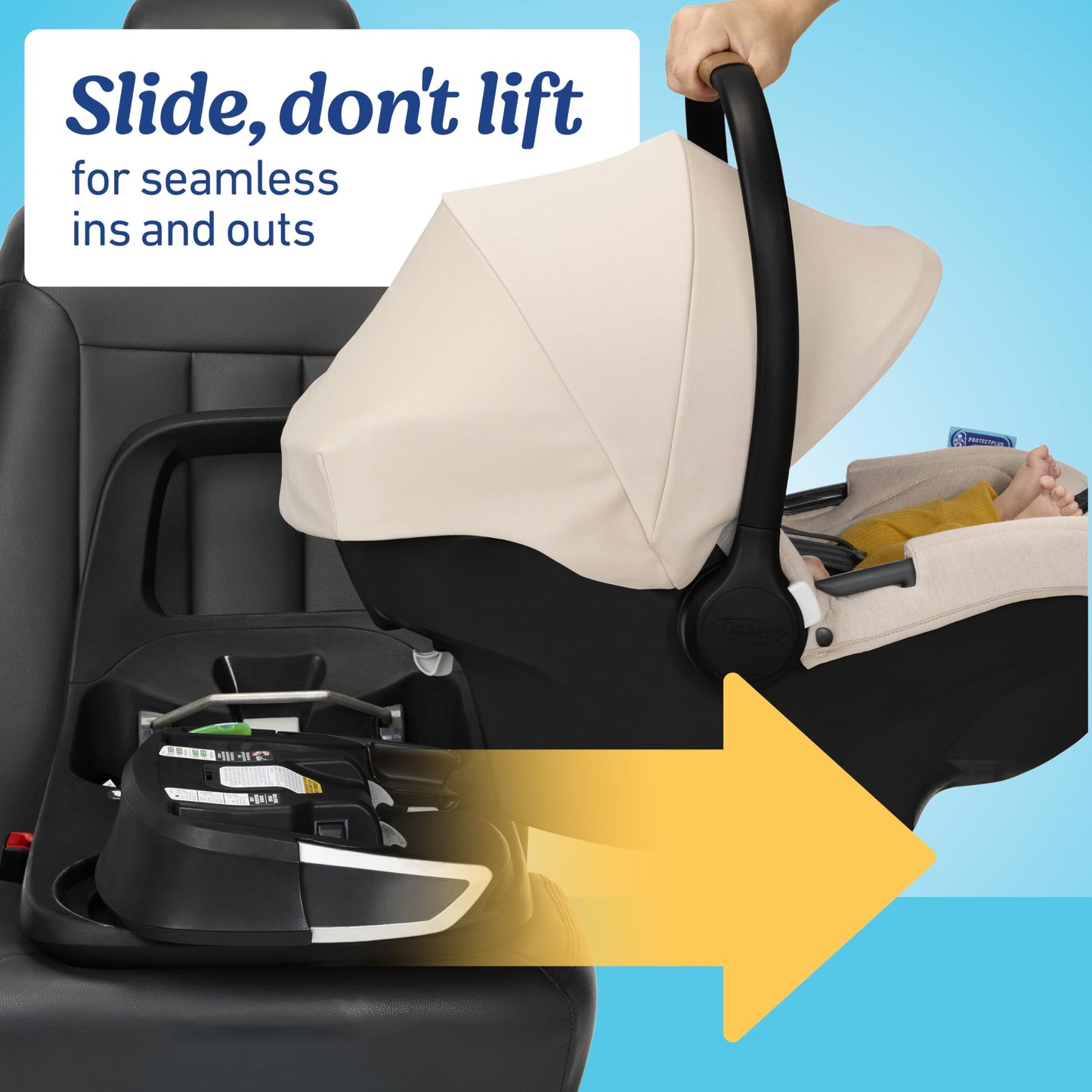 Graco Modes Nest 3-in-1 travel system with SnugRide Turn & Slide infant car seat and stroller, showing adjustable features and rotating car seat