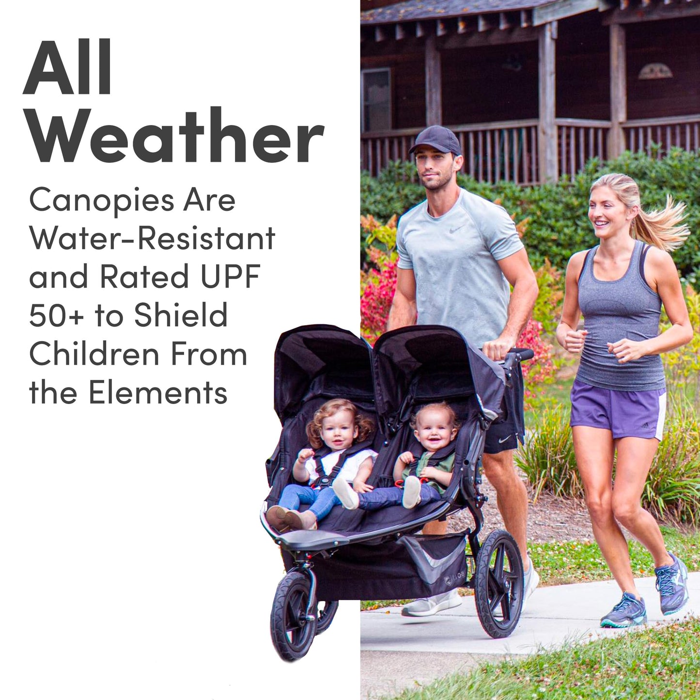 My Store BOB Gear Revolution Flex 3.0 Duallie jogging stroller in Graphite Black with adjustable handlebars and large wheels.