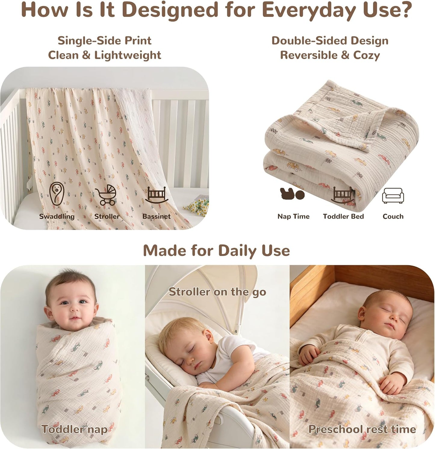 AUSNT4LCOBL-30 Muslin Cotton Toddler Blanket 76.2 x 101.6 cm