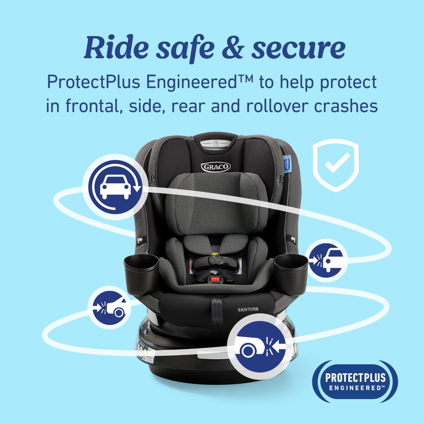 Graco EasyTurn360 2 In 1 Convertible Car Seat 360 Degree Rotation For Easy In And Out