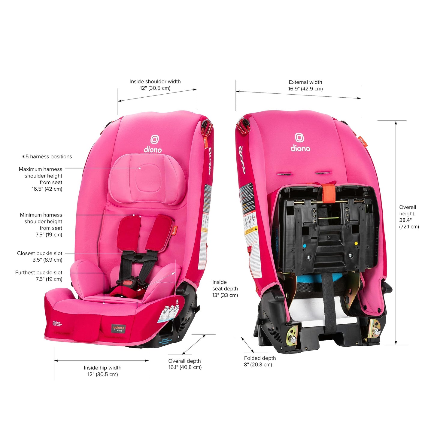 Diono Radian 3R Convertible Car Seat All In One Slim Fit 3 Across