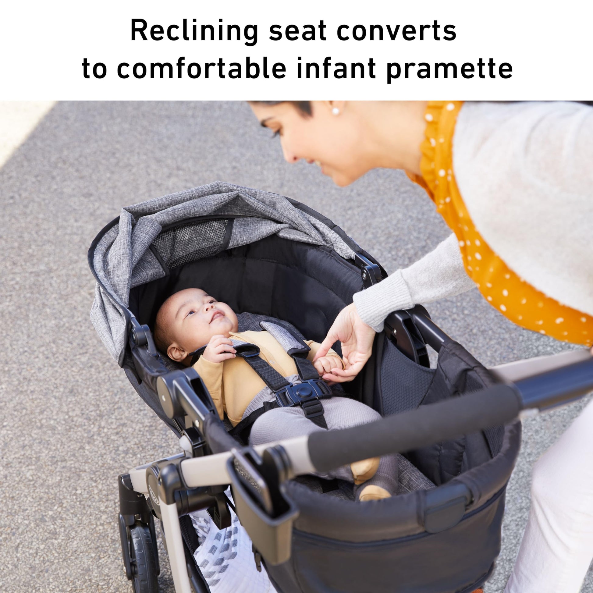 Graco Modes Pramette travel system with SnugRide 35 infant car seat and toddler stroller in Ellington color, featuring modular design.