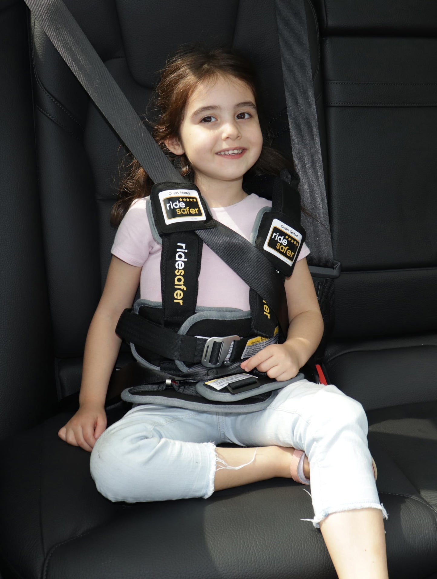 RideSafer Portable Car Seat Small Black Lightweight For Travel And Everyday Child Safety
