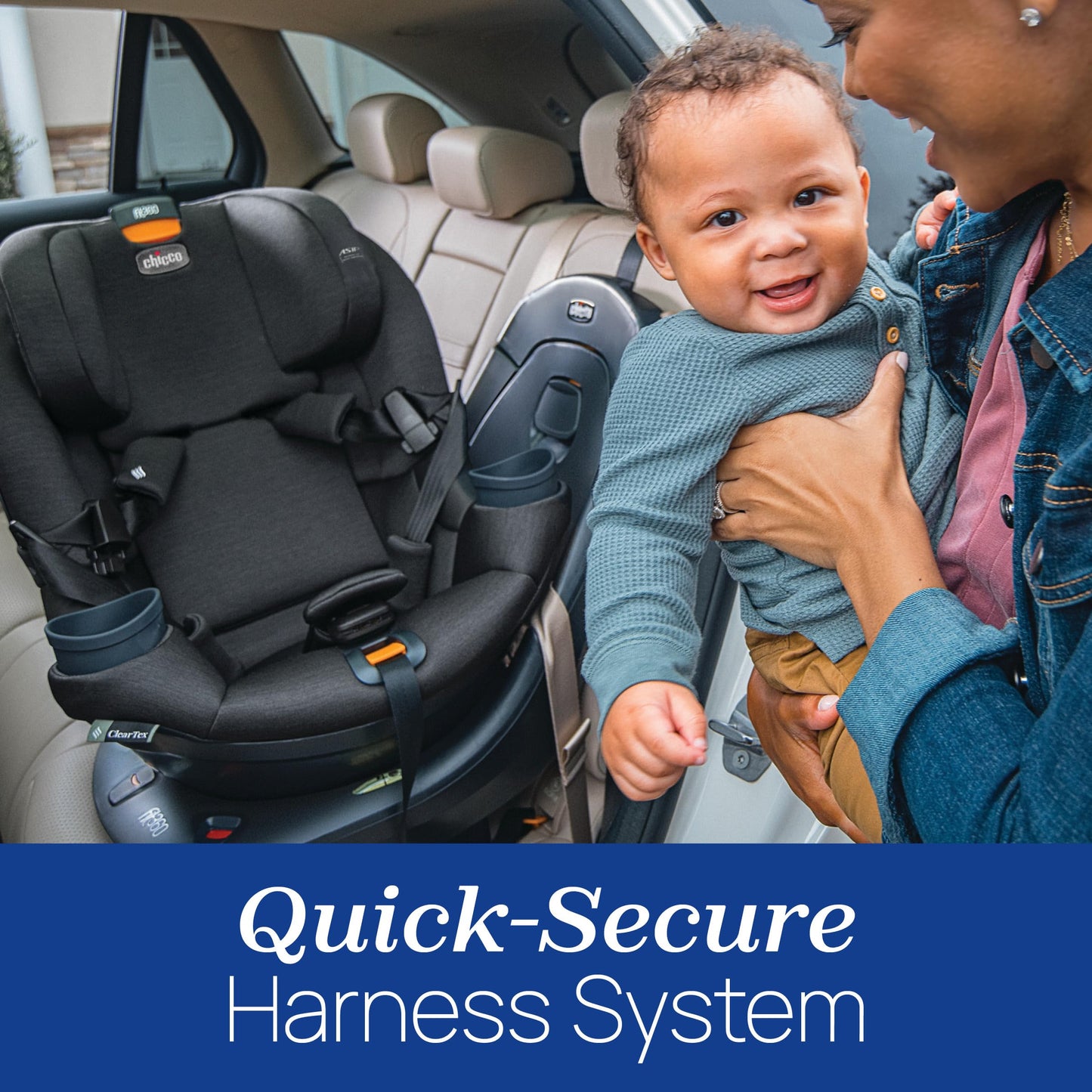 Chicco Fit360 ClearTex Rotating Convertible Car Seat With 360 Degree Rotation And Lever Lock System Obsidian Black