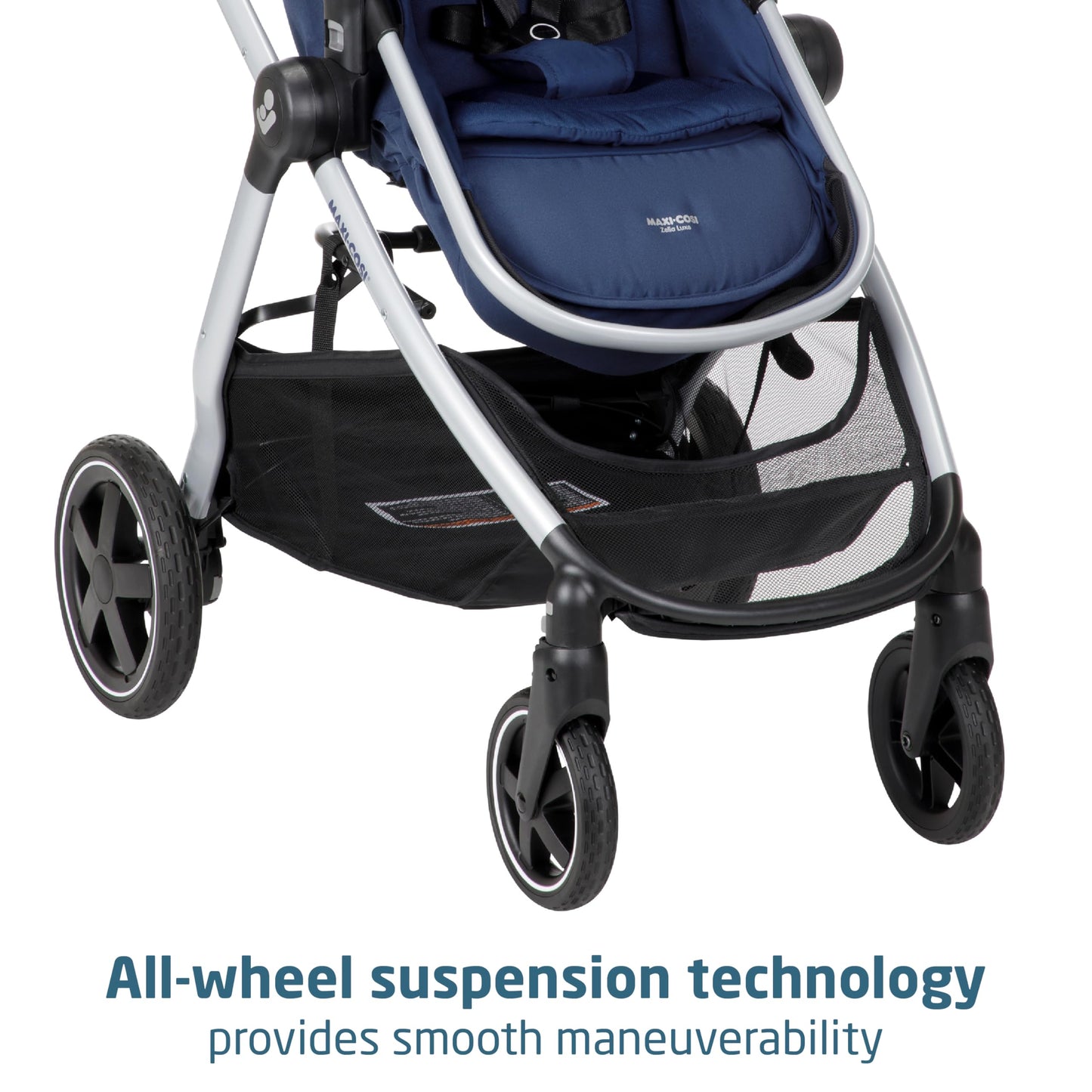 Maxi-Cosi Zelia Luxe 5-in-1 modular travel system with stroller and car seat for infants and toddlers.