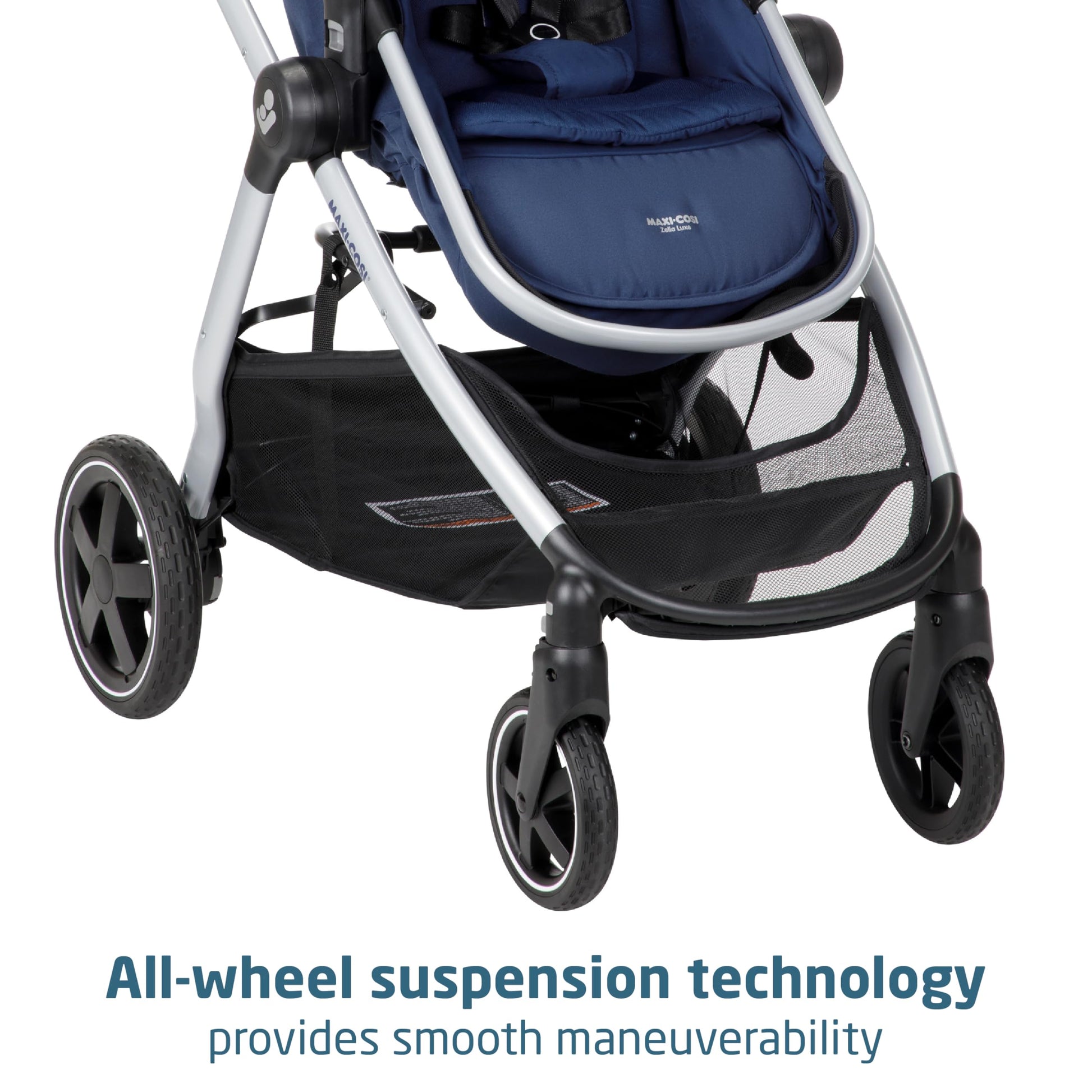 Maxi-Cosi Zelia Luxe 5-in-1 modular travel system with stroller and car seat for infants and toddlers.