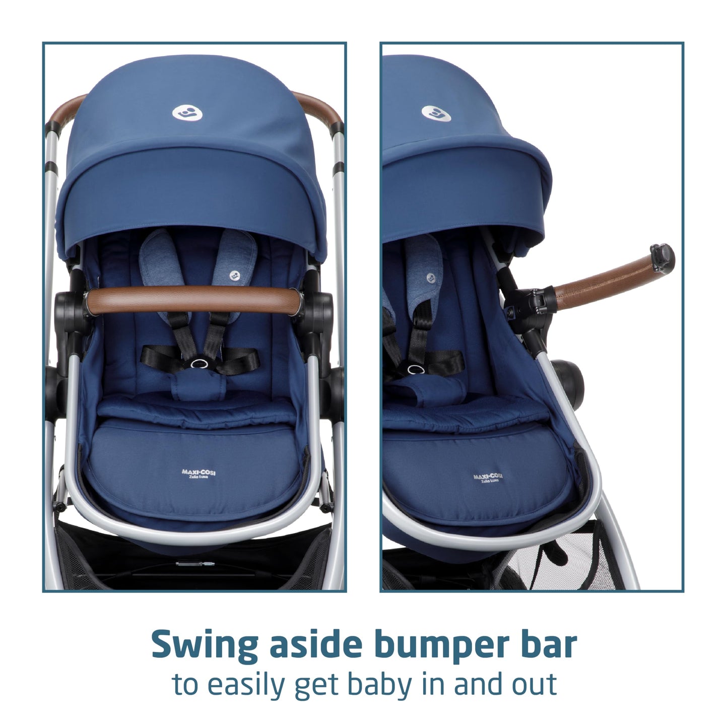 Maxi-Cosi Zelia Luxe 5-in-1 modular travel system with stroller and car seat, designed for versatile family travel.