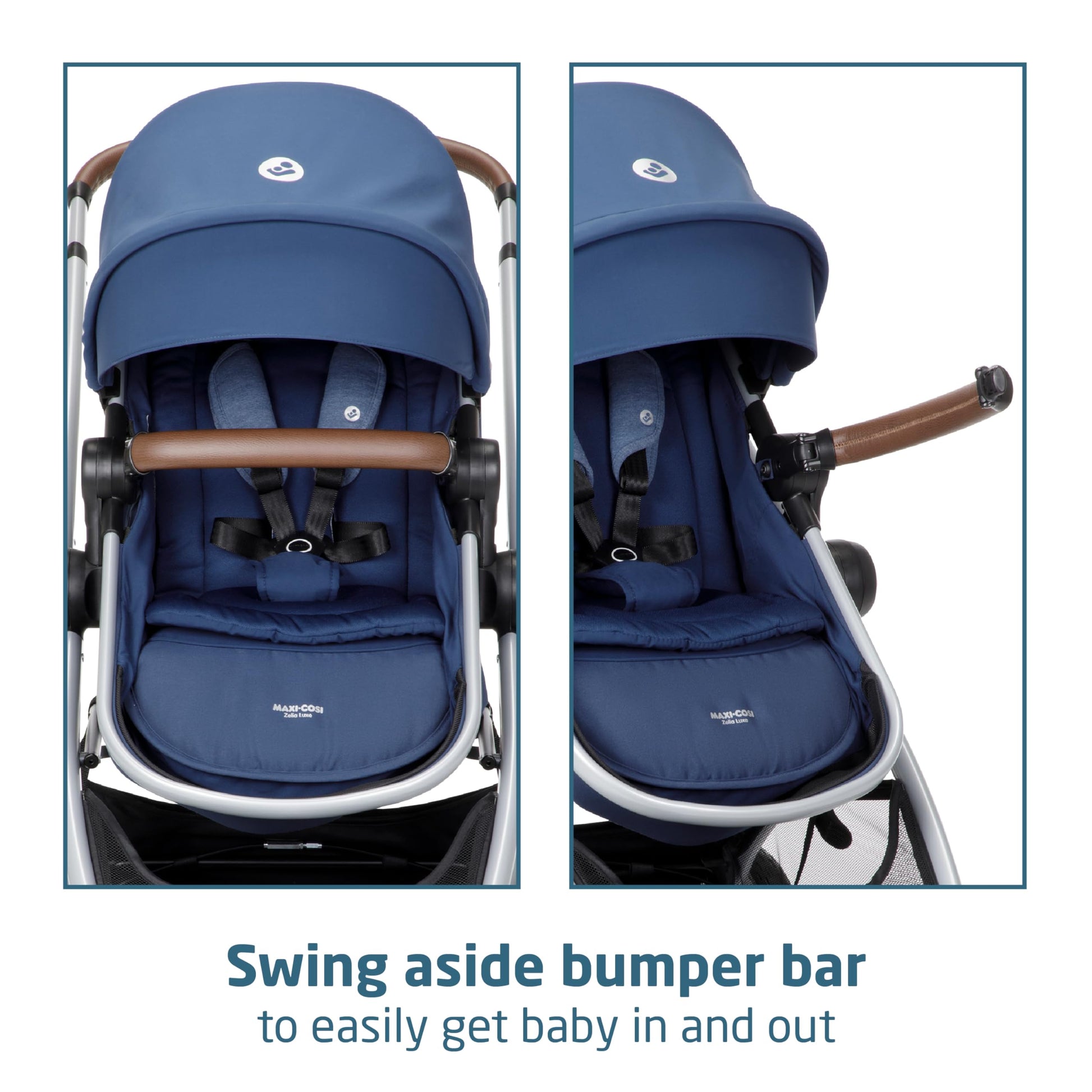 Maxi-Cosi Zelia Luxe 5-in-1 modular travel system with stroller and car seat, designed for versatile family travel.