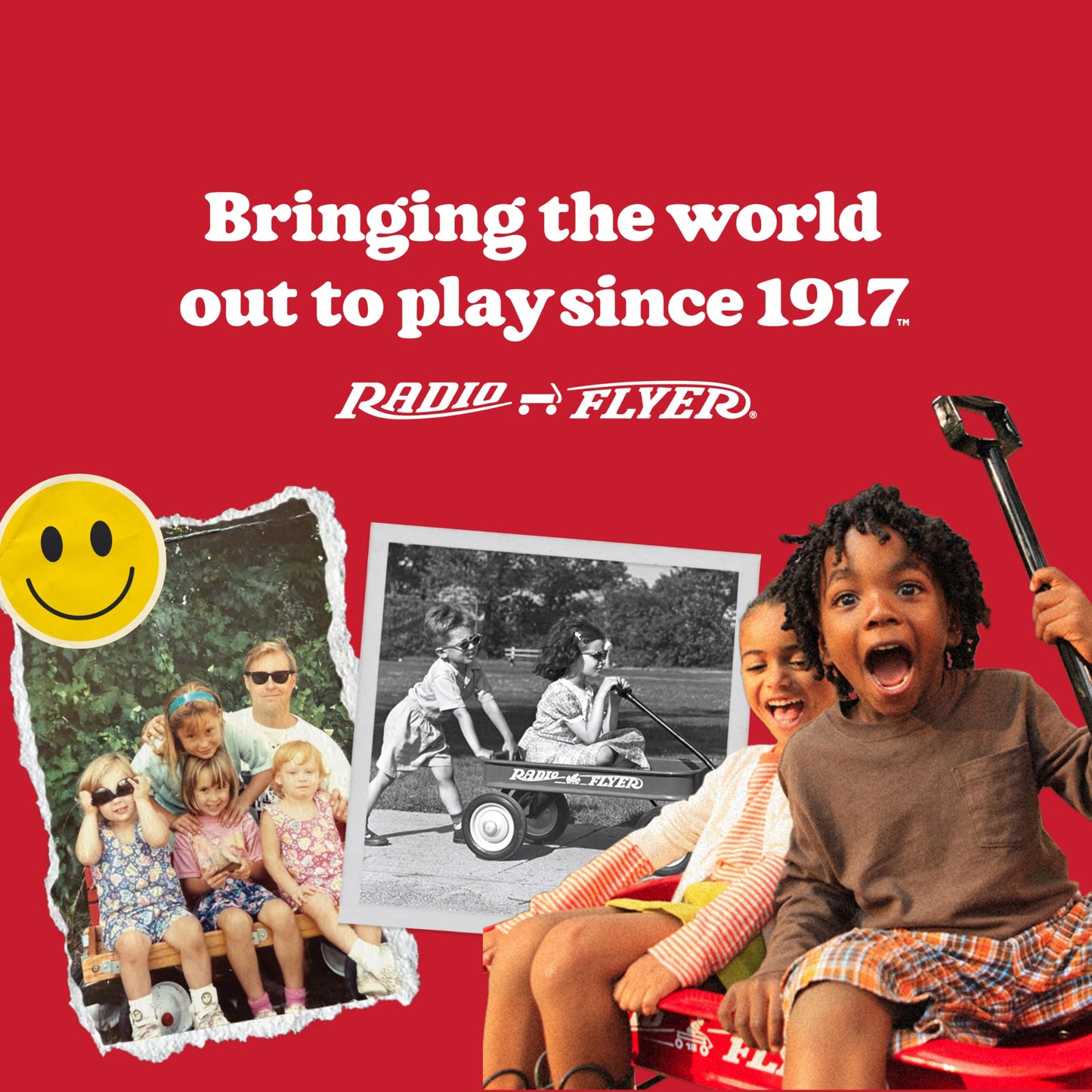Red Radio Flyer kids' wagon and stroller combo with wheels, suitable for toddlers and outdoor play, ages 1 and up.