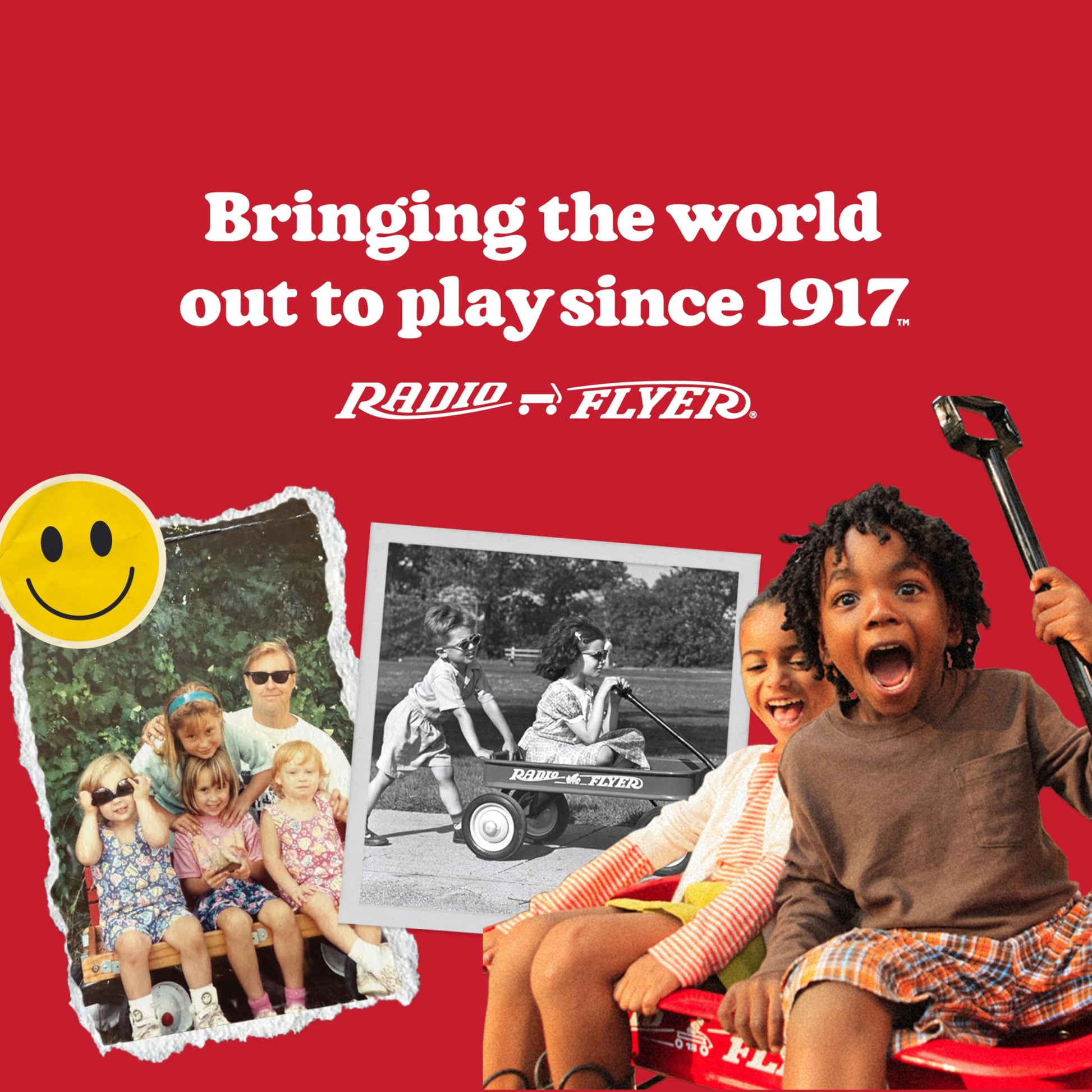 Red Radio Flyer kids' wagon and stroller combo with wheels, suitable for toddlers and outdoor play, ages 1 and up.