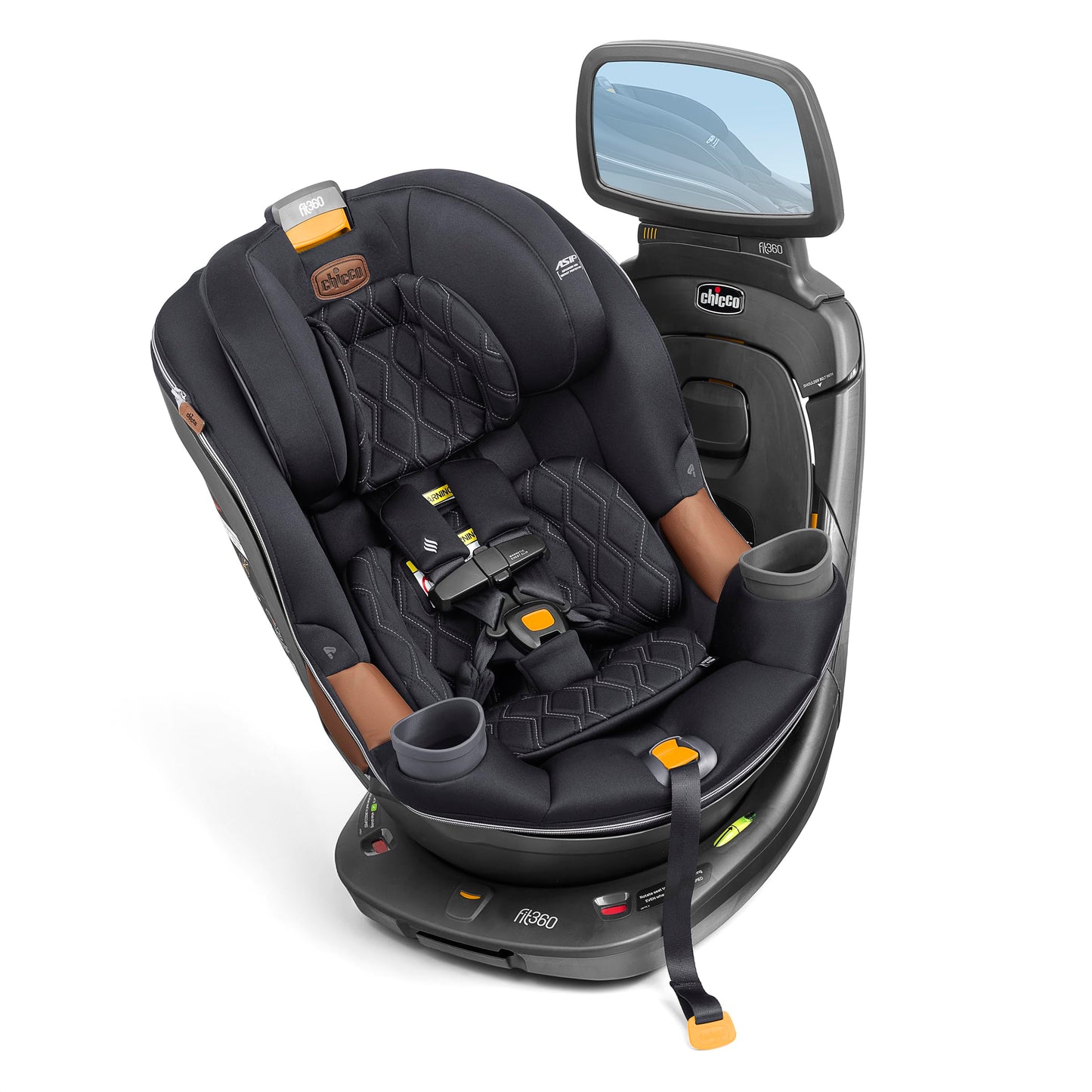 Chicco Fit360 ClearTex Rotating Convertible Car Seat With 360 Degree Rotation And Lever Lock System Obsidian Black
