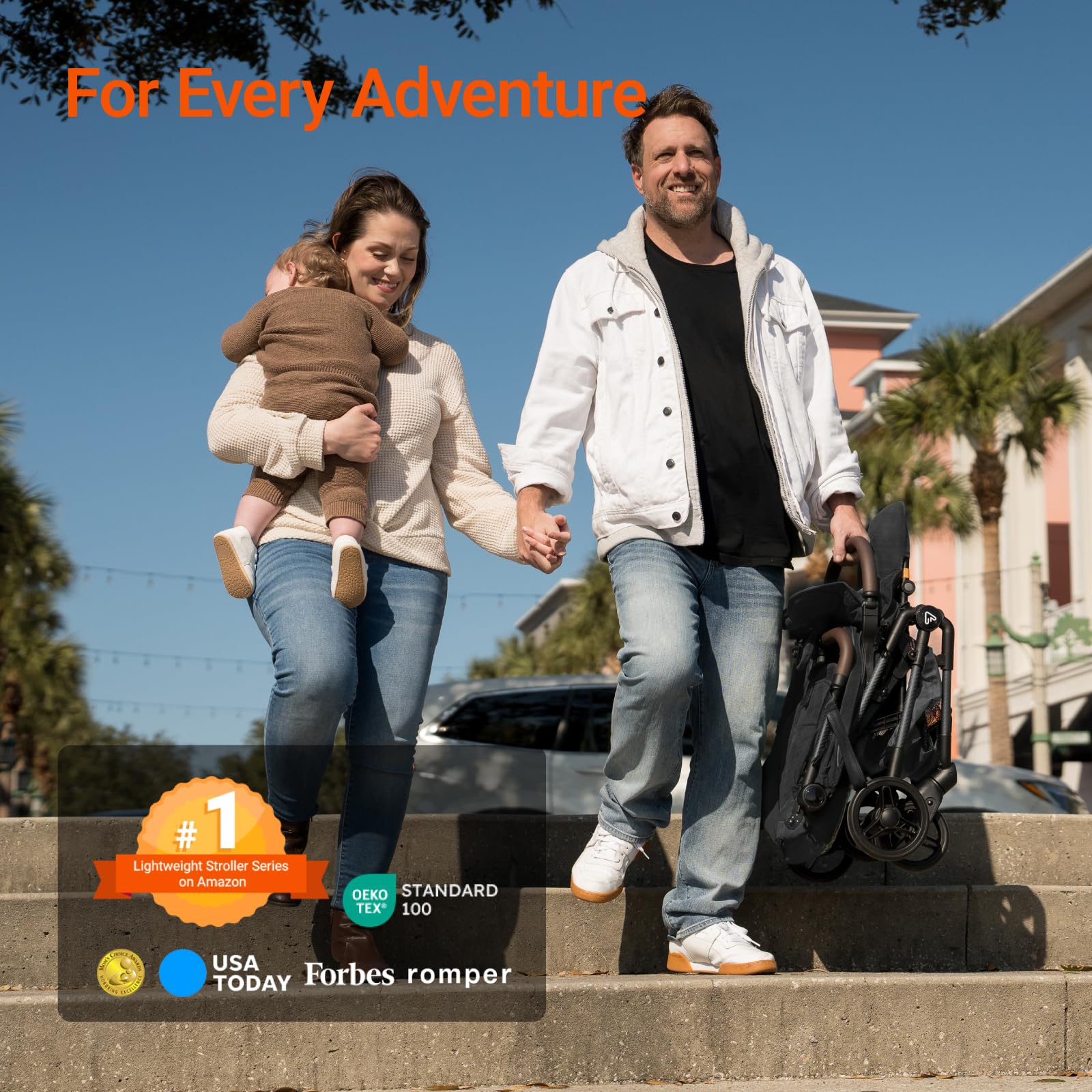 Lightweight MAMAZING Ultra Air baby travel stroller with carbon fiber frame, one-handed fold, suitable for toddlers and airplane travel
