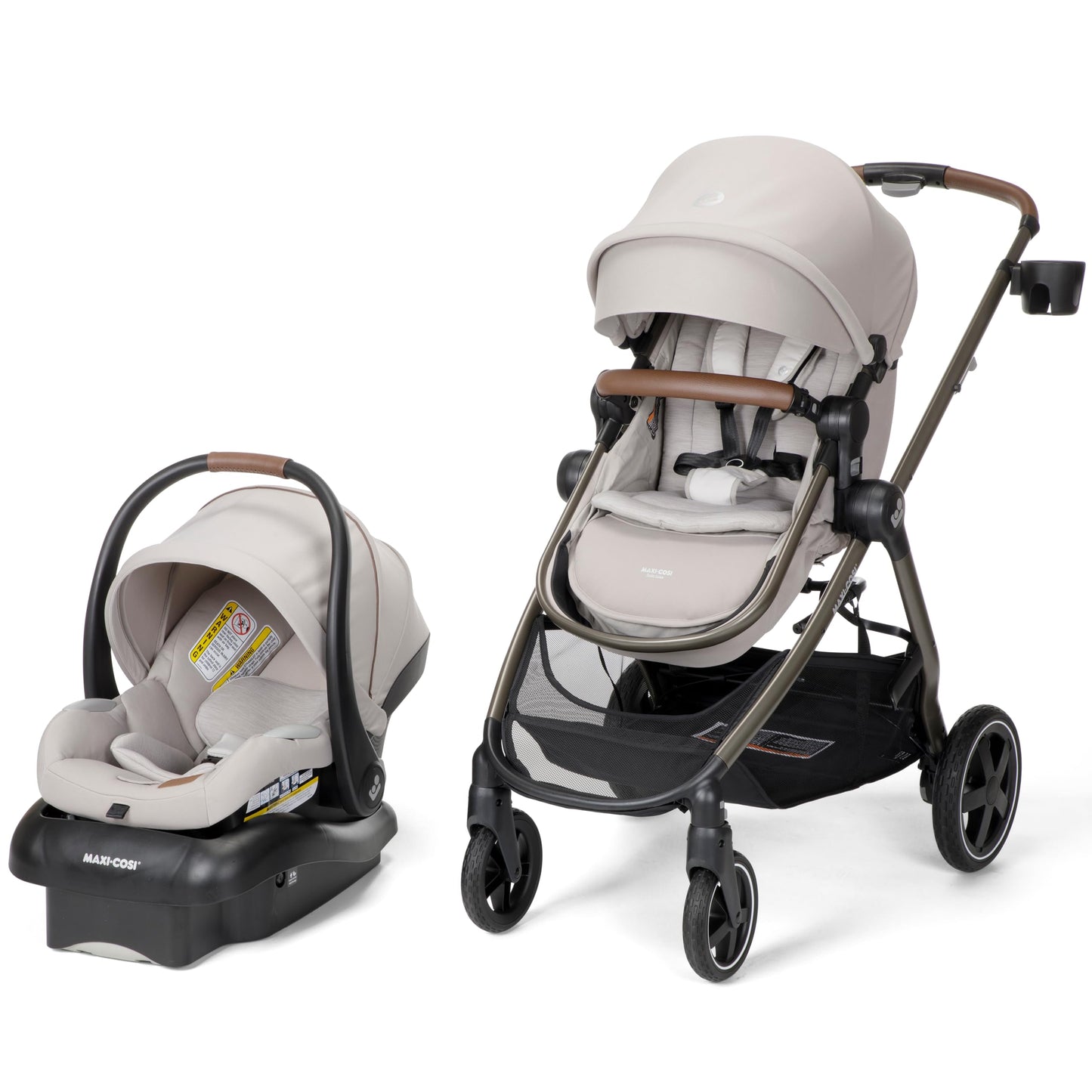 Maxi-Cosi Zelia Luxe 5-in-1 modular travel system with stroller, car seat, and adjustable features for convenient family travel.