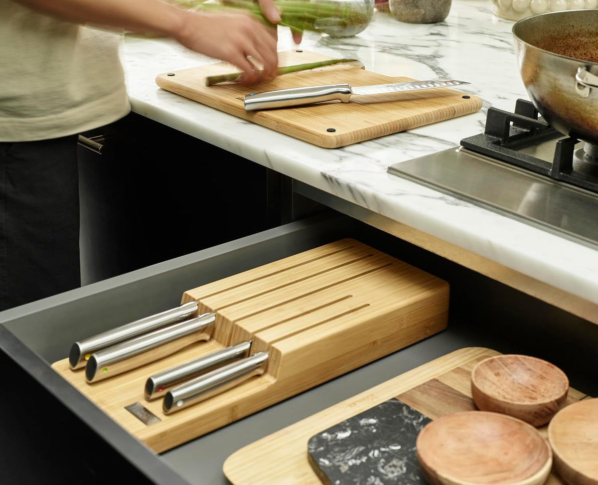 Joseph Joseph Elevate Kitchen Knives 5-piece Japanesse Stainless Steel Knife Set with, in Drawer Bamboo Block Organiser Tray - View 2