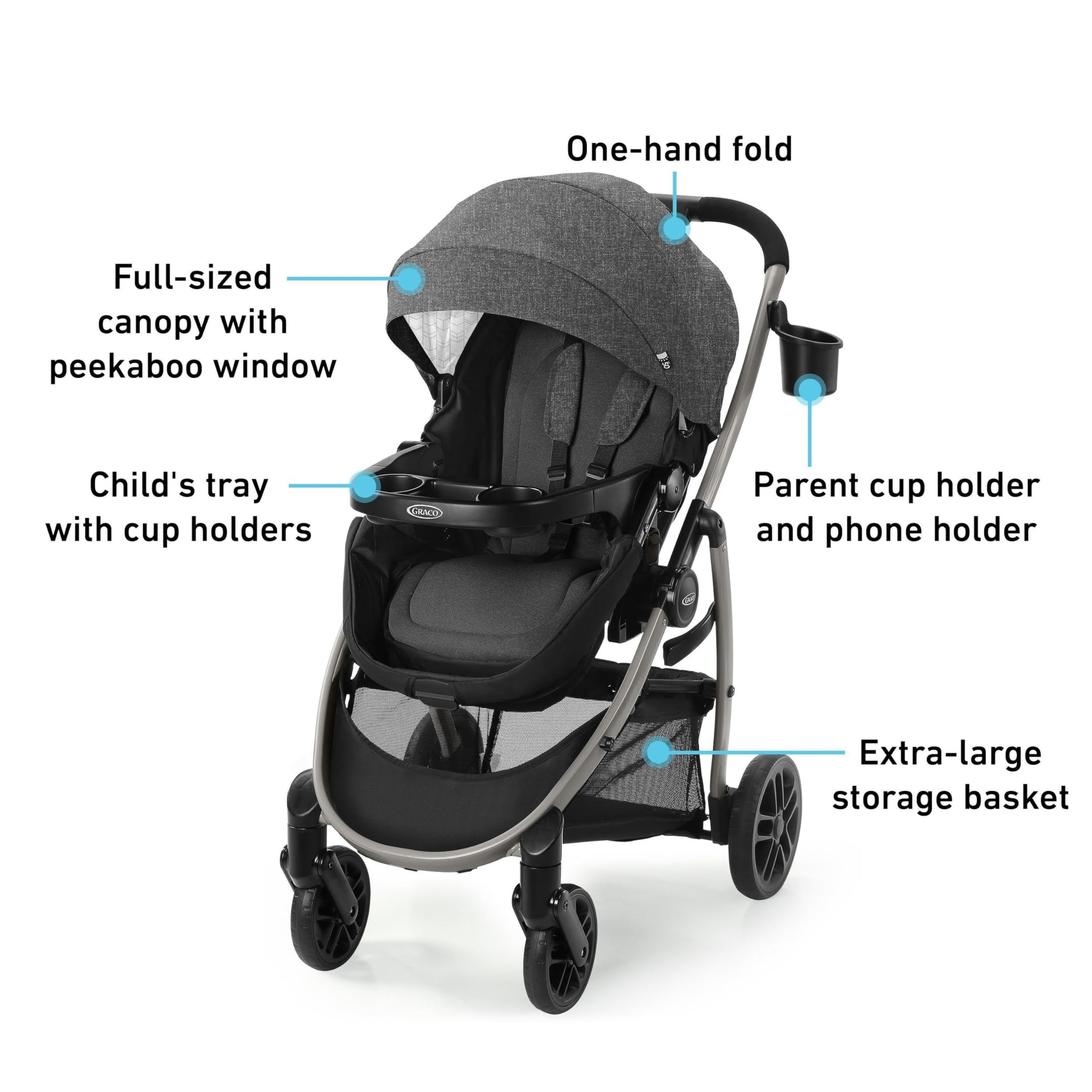 Graco Modes Pramette travel system with infant car seat and toddler stroller, including SnugRide 35 car seat, Ellington color.