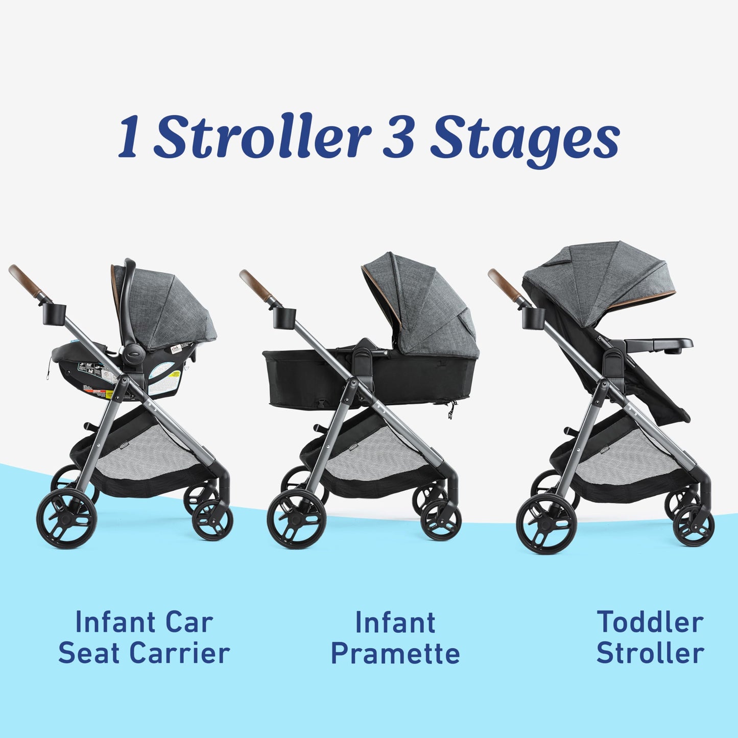 Graco Modes Element Canter travel system with stroller and infant car seat, featuring a sleek design and comfortable fabric.
