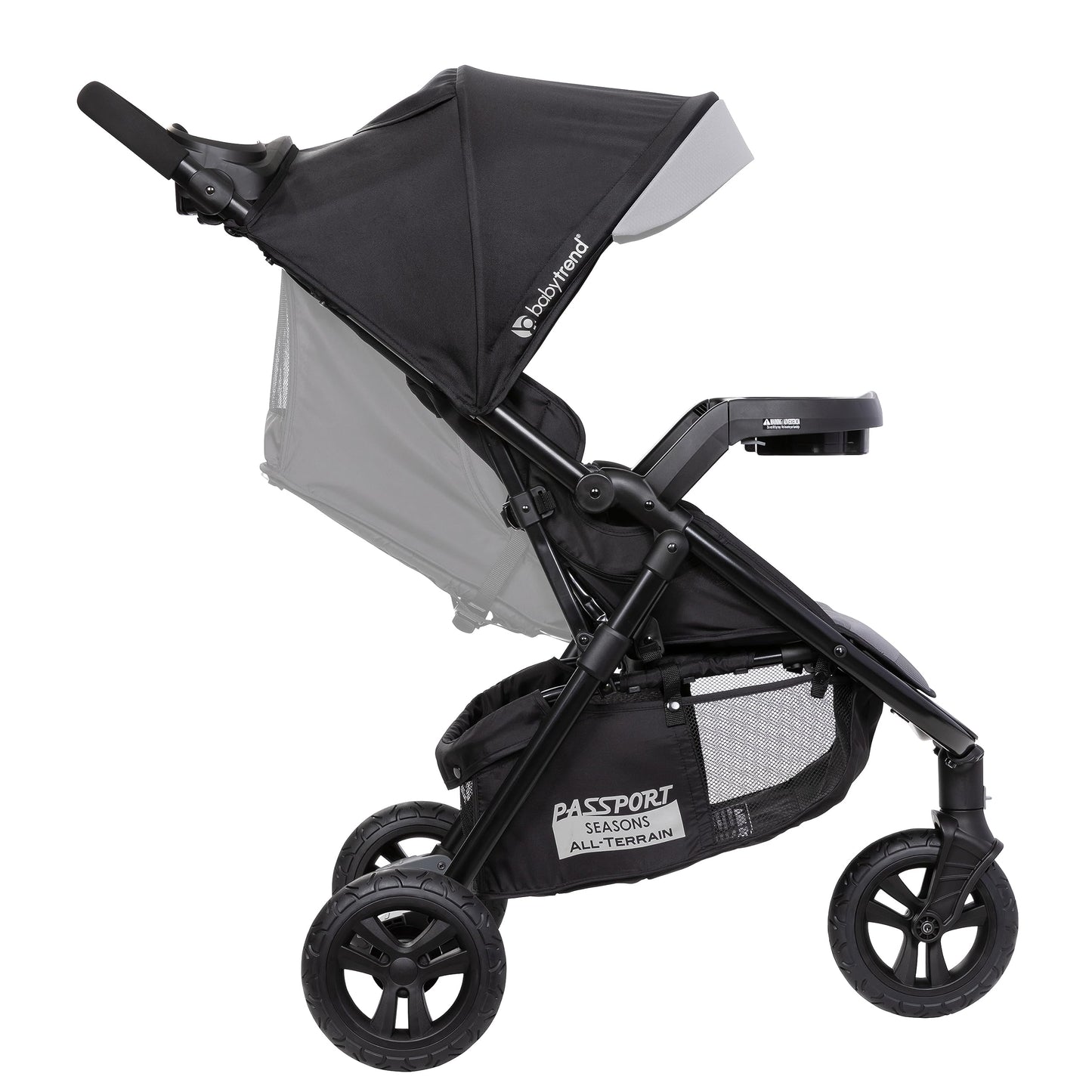 Baby Trend Passport cargo stroller with pink bamboo fabric and EZ-Lift infant car seat, featuring a compact travel system.
