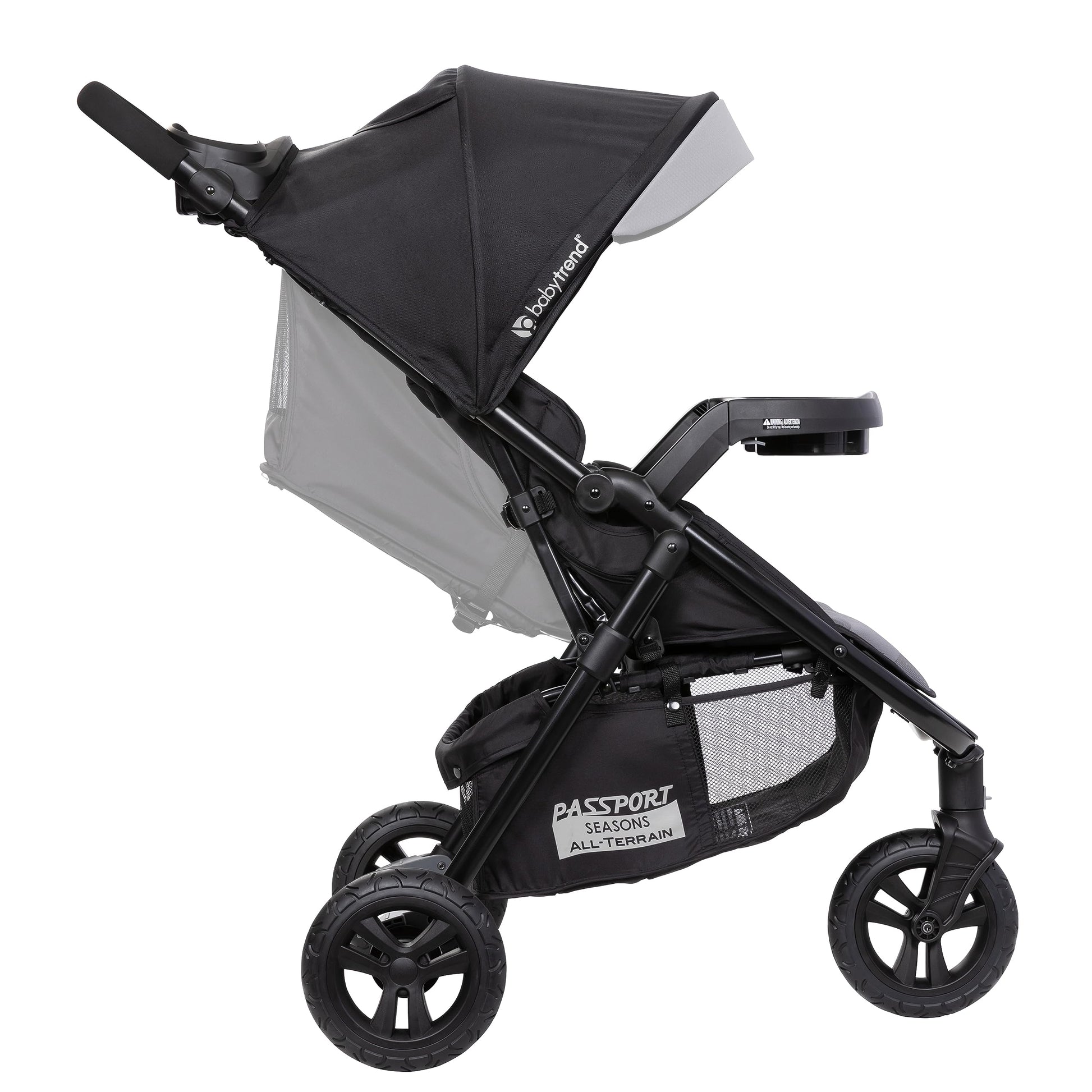 Baby Trend Passport cargo stroller with pink bamboo fabric and EZ-Lift infant car seat, featuring a compact travel system.