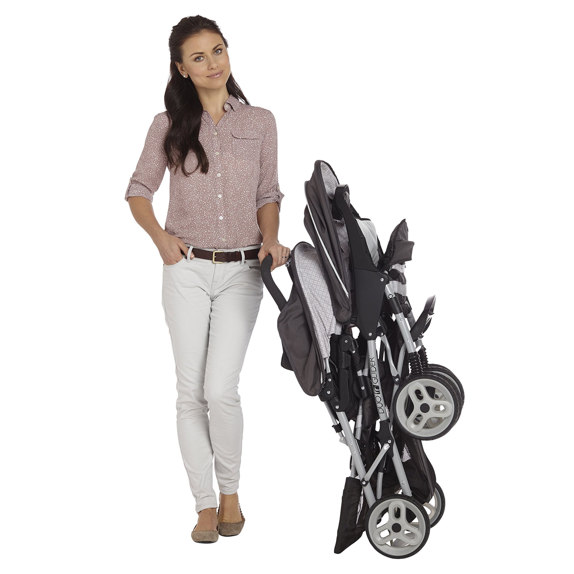 My Store Graco DuoGlider double stroller with tandem seating in Glacier, lightweight stroller for two children, side-by-side design