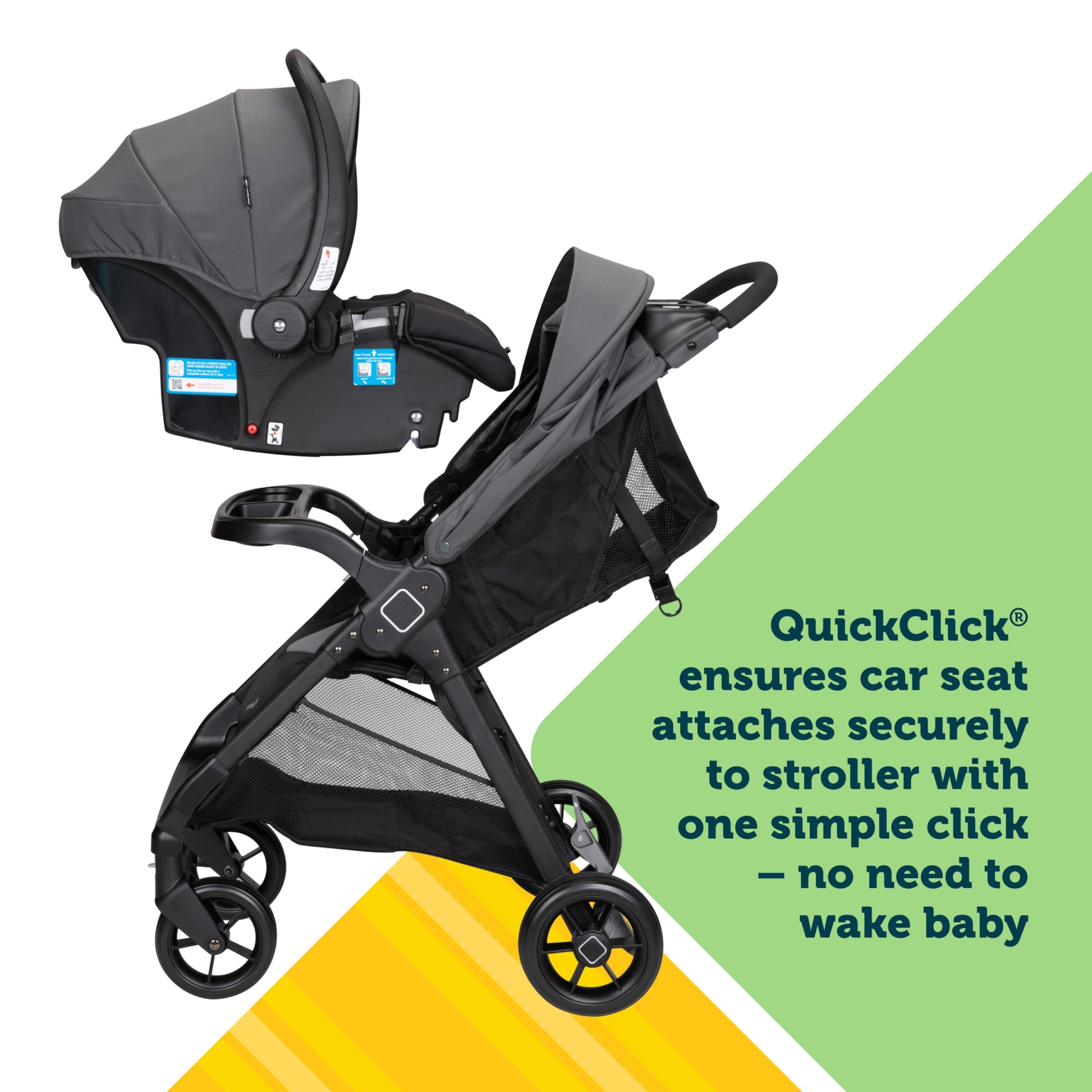 Safety 1st Smooth Ride Travel System stroller with OnBoard FLX infant car seat, large canopy, foldable design, and ample storage.