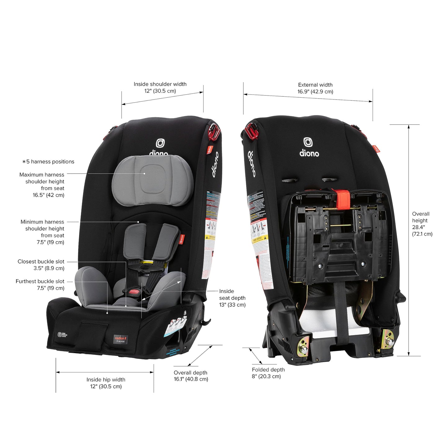 Diono Radian 3R Convertible Car Seat All In One Slim Fit 3 Across