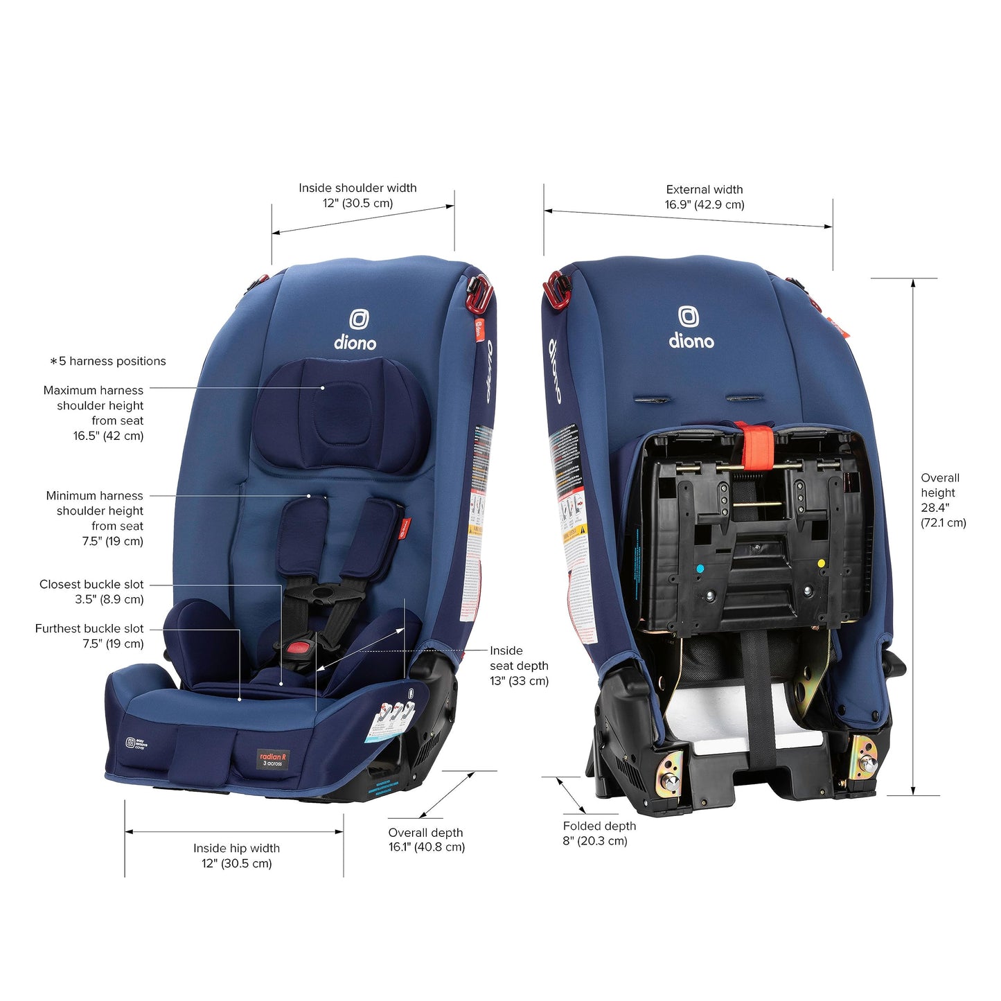 Diono Radian 3R Convertible Car Seat All In One Slim Fit 3 Across