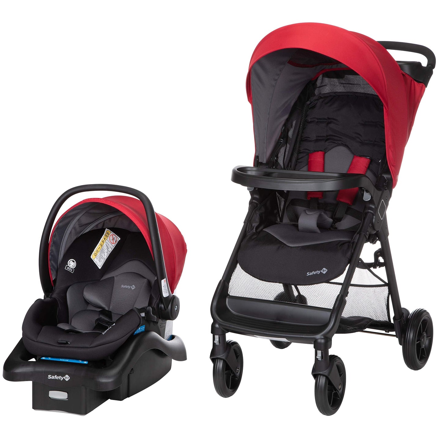 Safety 1st Smooth Ride travel system stroller with OnBoard FLX infant car seat, large canopy, foldable design, for newborn to toddler.