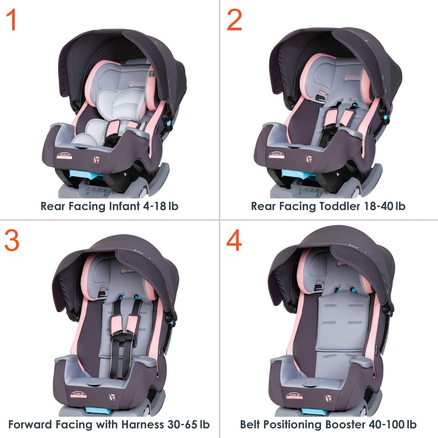 Baby Trend Cover Me 4 In 1 Convertible Car Seat Built In Canopy