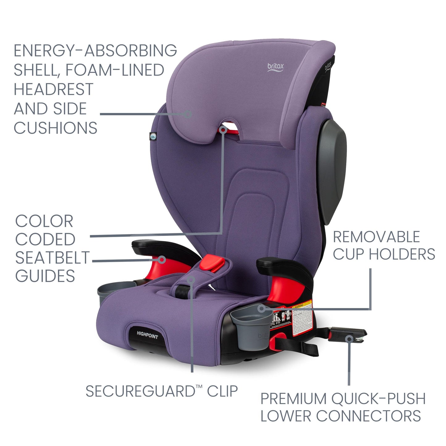 Britax Skyline Belt Positioning Booster Car Seat 2 Stage Design For Growing Kids Dusk Color
