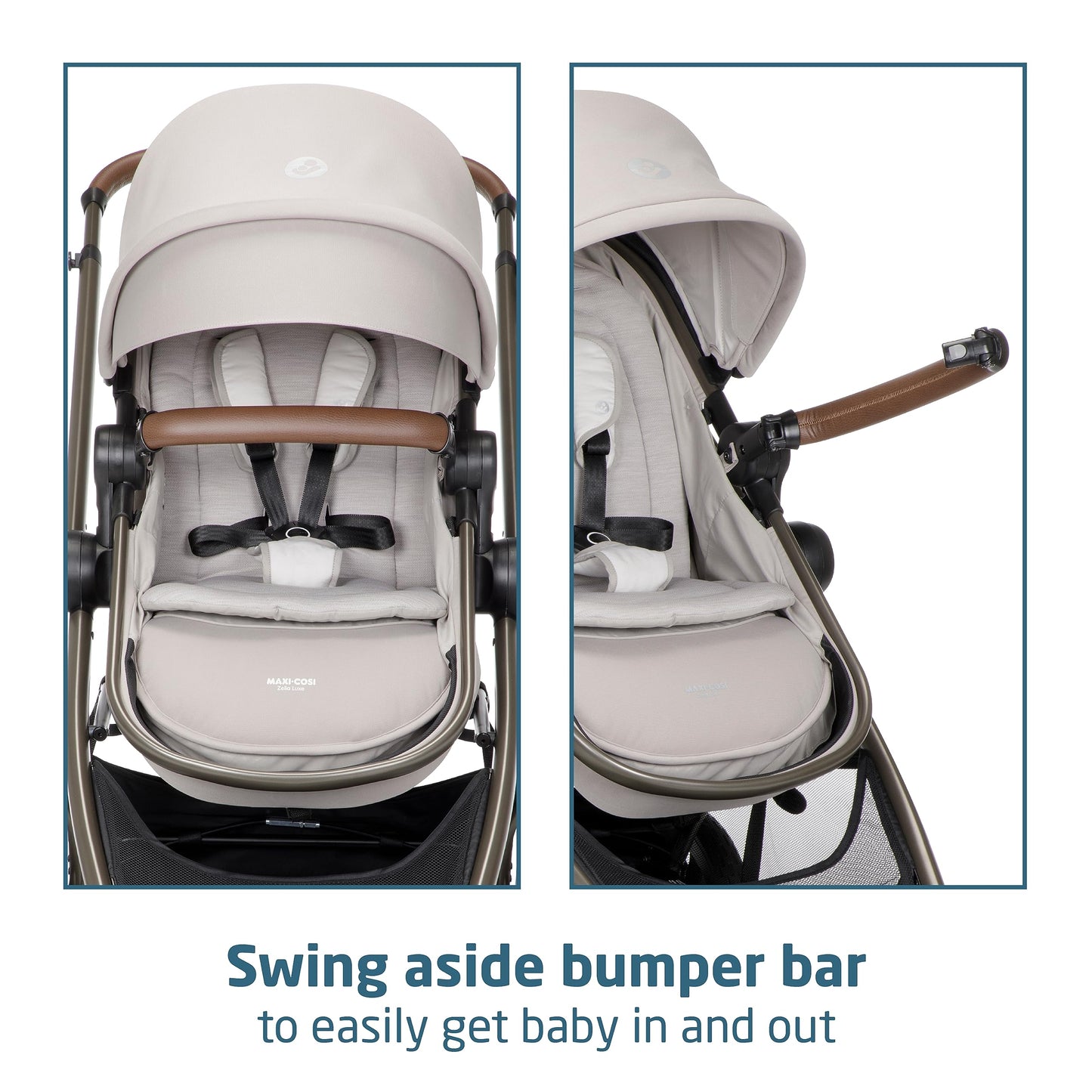 Maxi-Cosi Zelia Luxe 5-in-1 modular travel system with stroller and car seat, designed for versatile family travel.