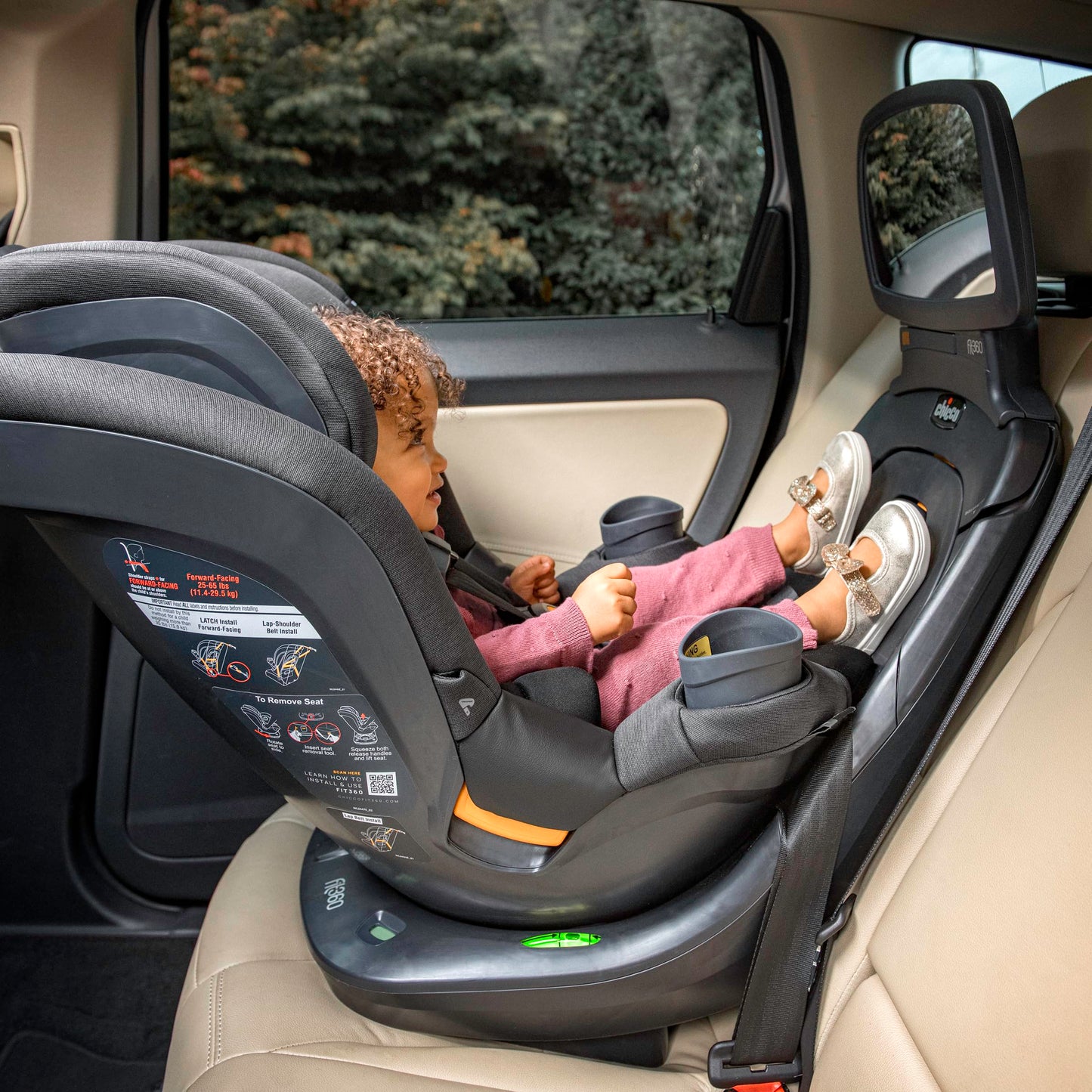 Chicco Fit360 ClearTex Rotating Convertible Car Seat With 360 Degree Rotation And Lever Lock System Obsidian Black