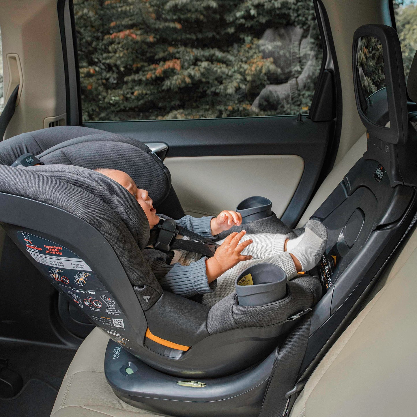 Chicco Fit360 ClearTex Rotating Convertible Car Seat With 360 Degree Rotation And Lever Lock System Obsidian Black