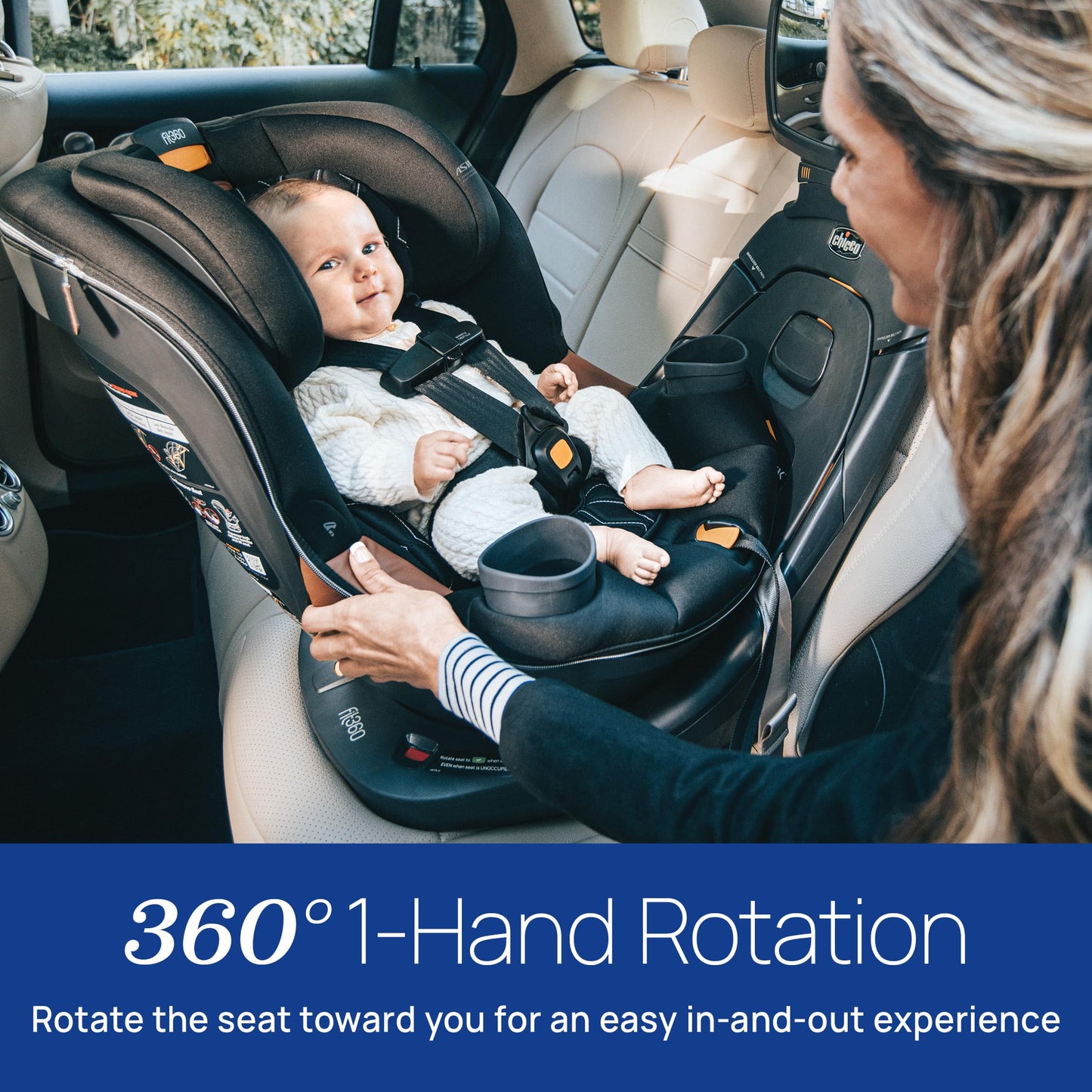 Chicco Fit360 ClearTex Rotating Convertible Car Seat With 360 Degree Rotation And Lever Lock System Obsidian Black