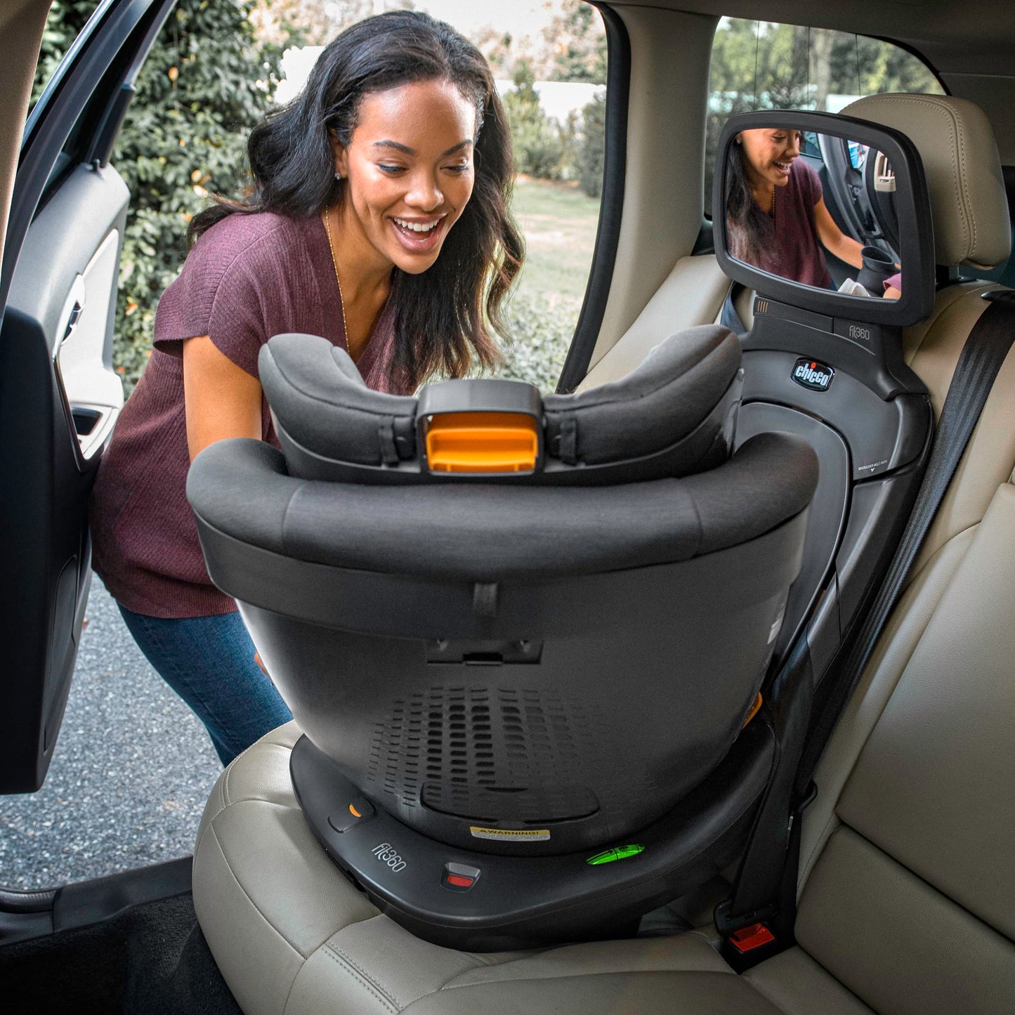 Chicco Fit360 ClearTex Rotating Convertible Car Seat With 360 Degree Rotation And Lever Lock System Obsidian Black